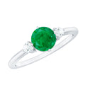 Emerald Promise Ring – Natural Emerald And Diamond Three Stone Engagement Ring