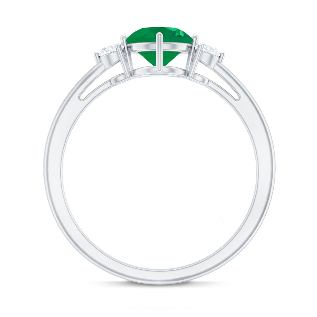 Emerald Promise Ring – Natural Emerald And Diamond Three Stone Engagement Ring
