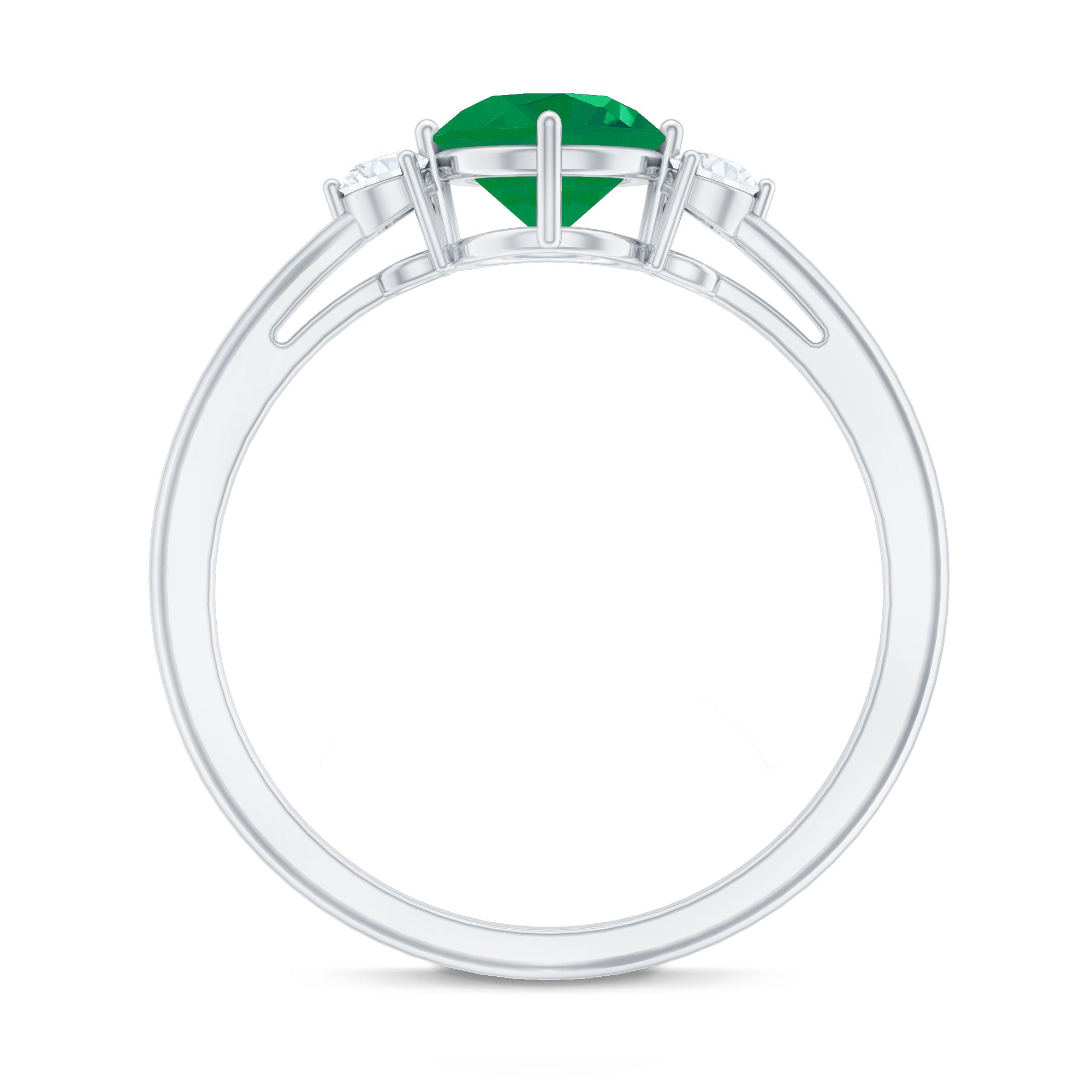 Emerald Promise Ring – Natural Emerald And Diamond Three Stone Engagement Ring