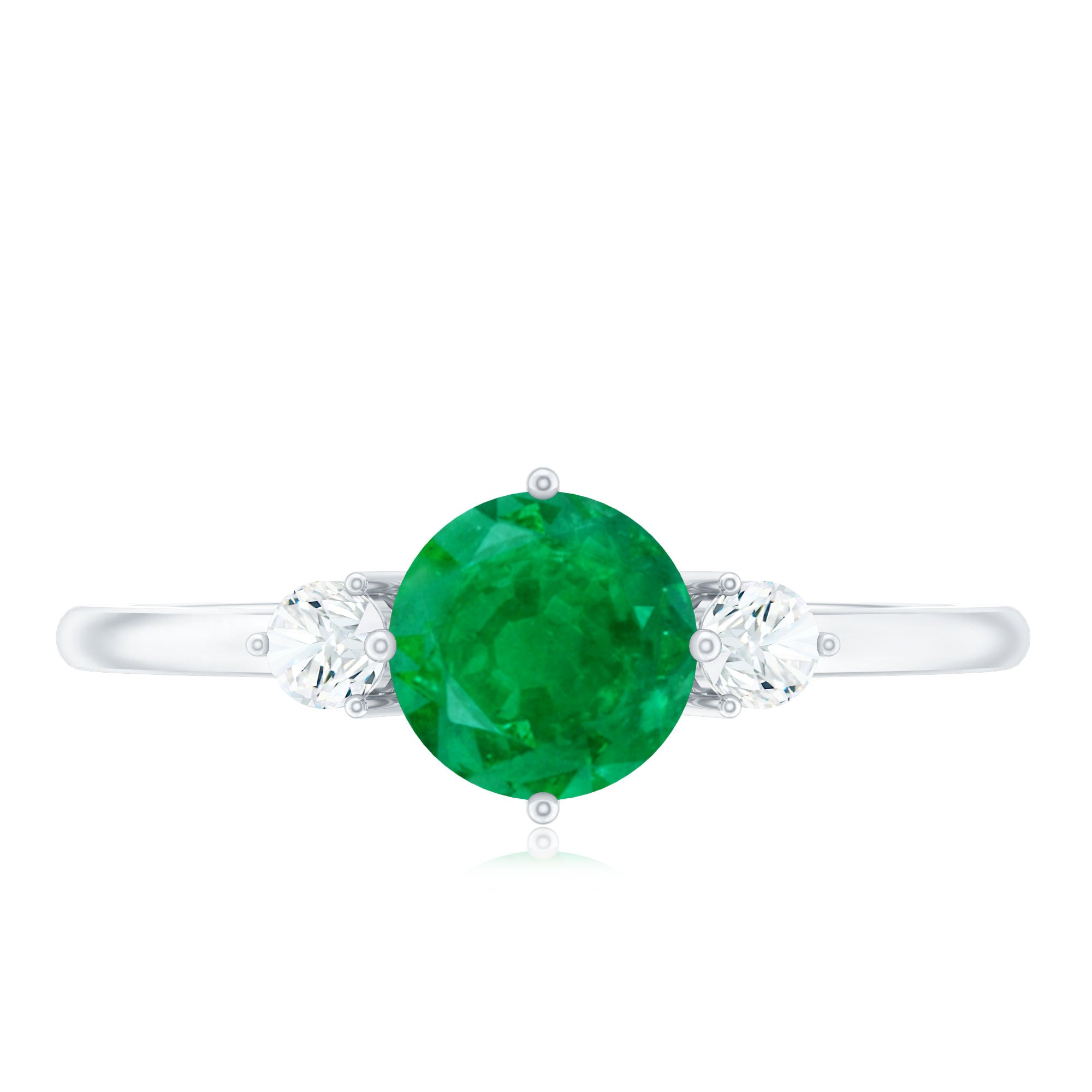Emerald Promise Ring – Natural Emerald And Diamond Three Stone Engagement Ring