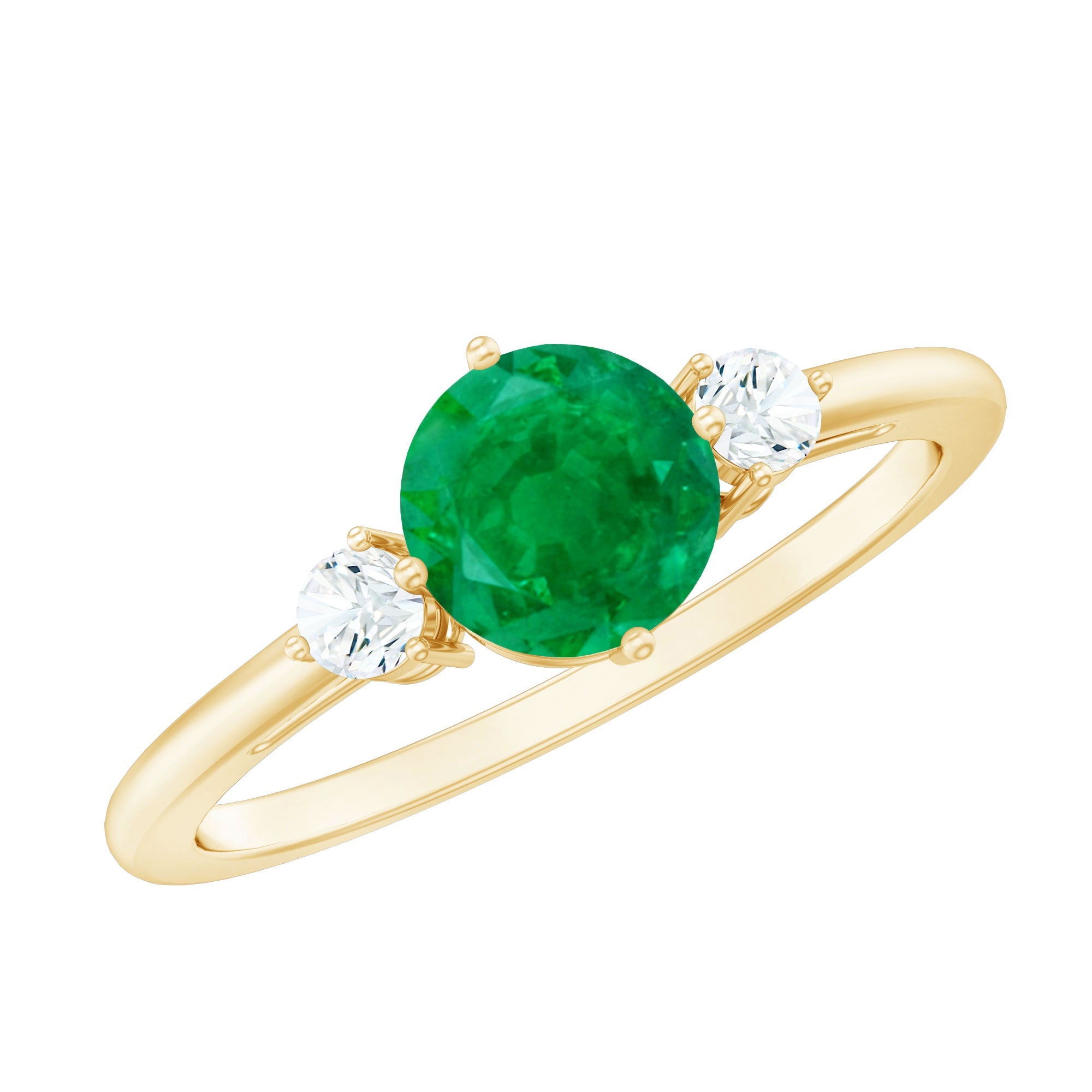 Emerald Promise Ring – Natural Emerald And Diamond Three Stone Engagement Ring