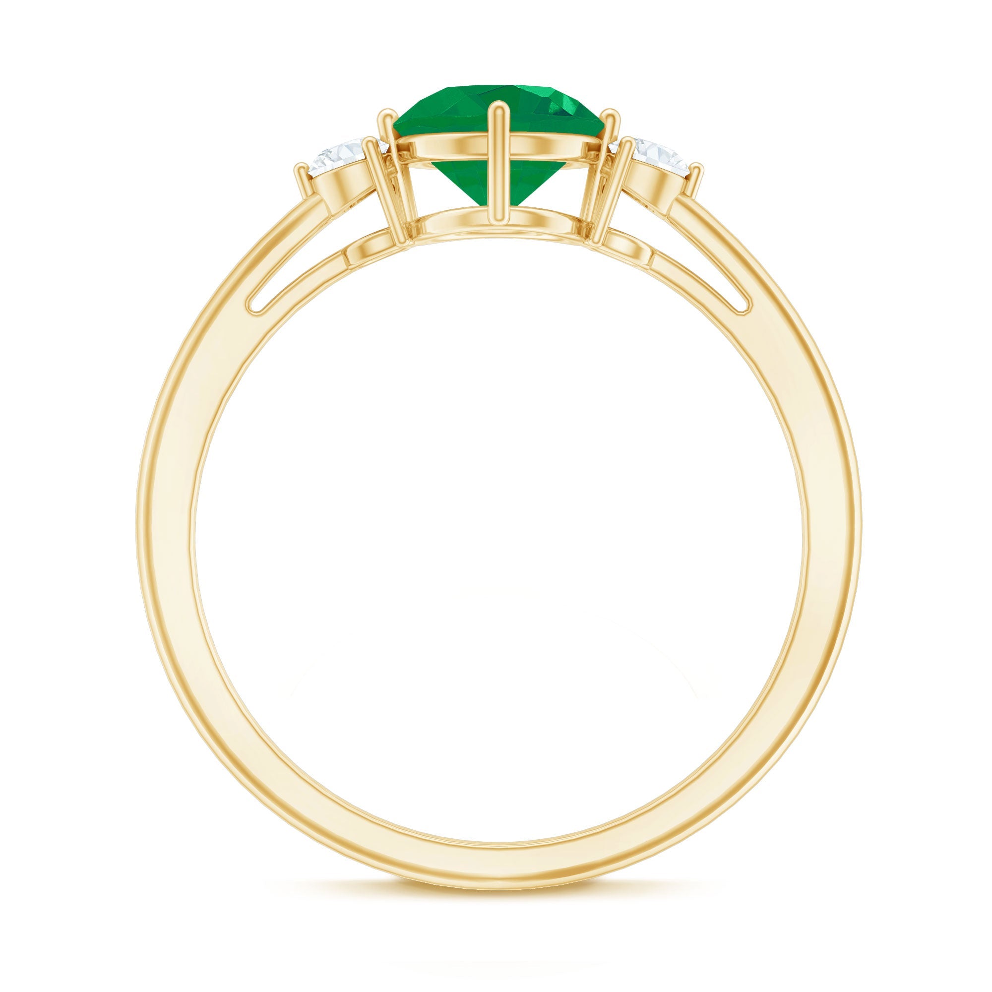 Emerald Promise Ring – Natural Emerald And Diamond Three Stone Engagement Ring