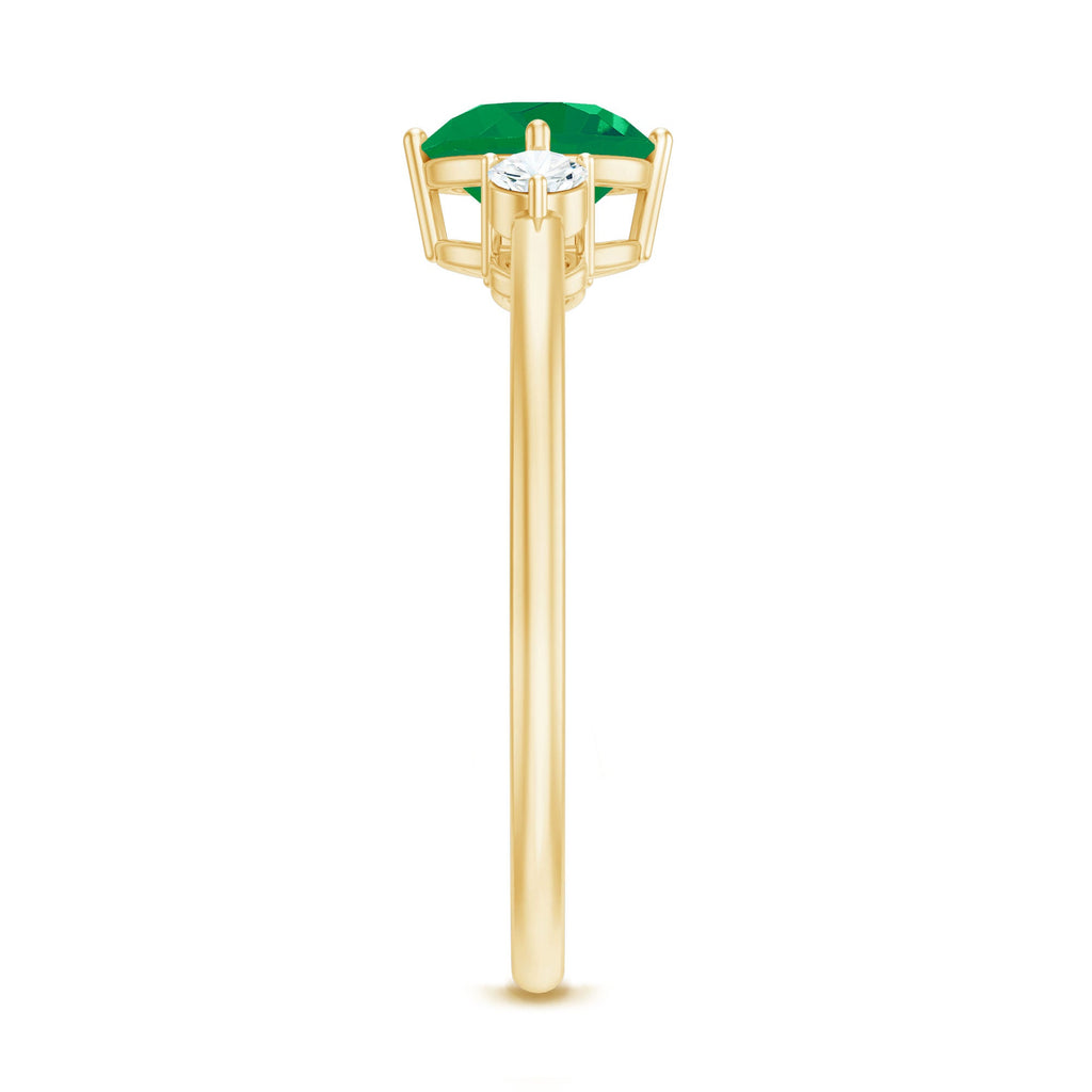 Emerald Promise Ring – Natural Emerald And Diamond Three Stone Engagement Ring
