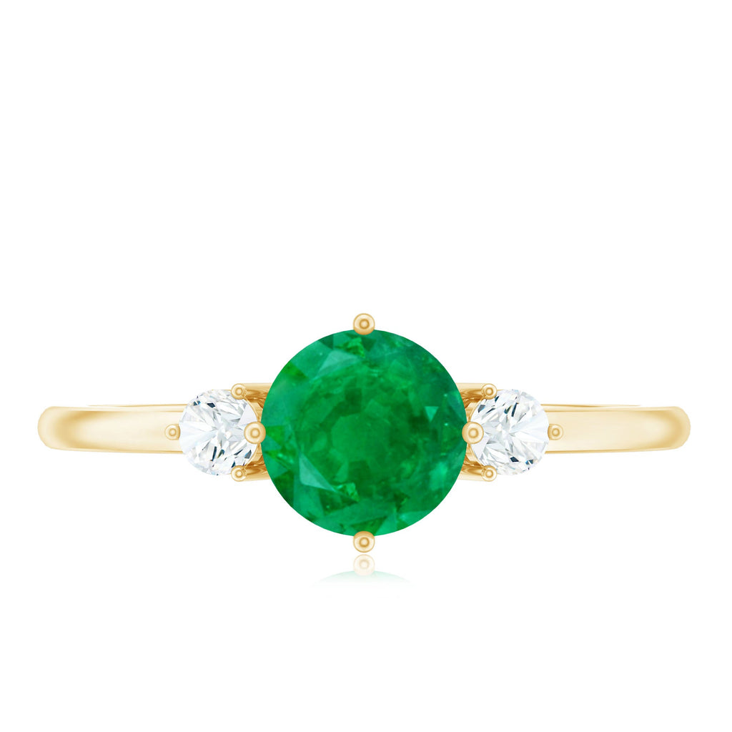 Emerald Promise Ring – Natural Emerald And Diamond Three Stone Engagement Ring