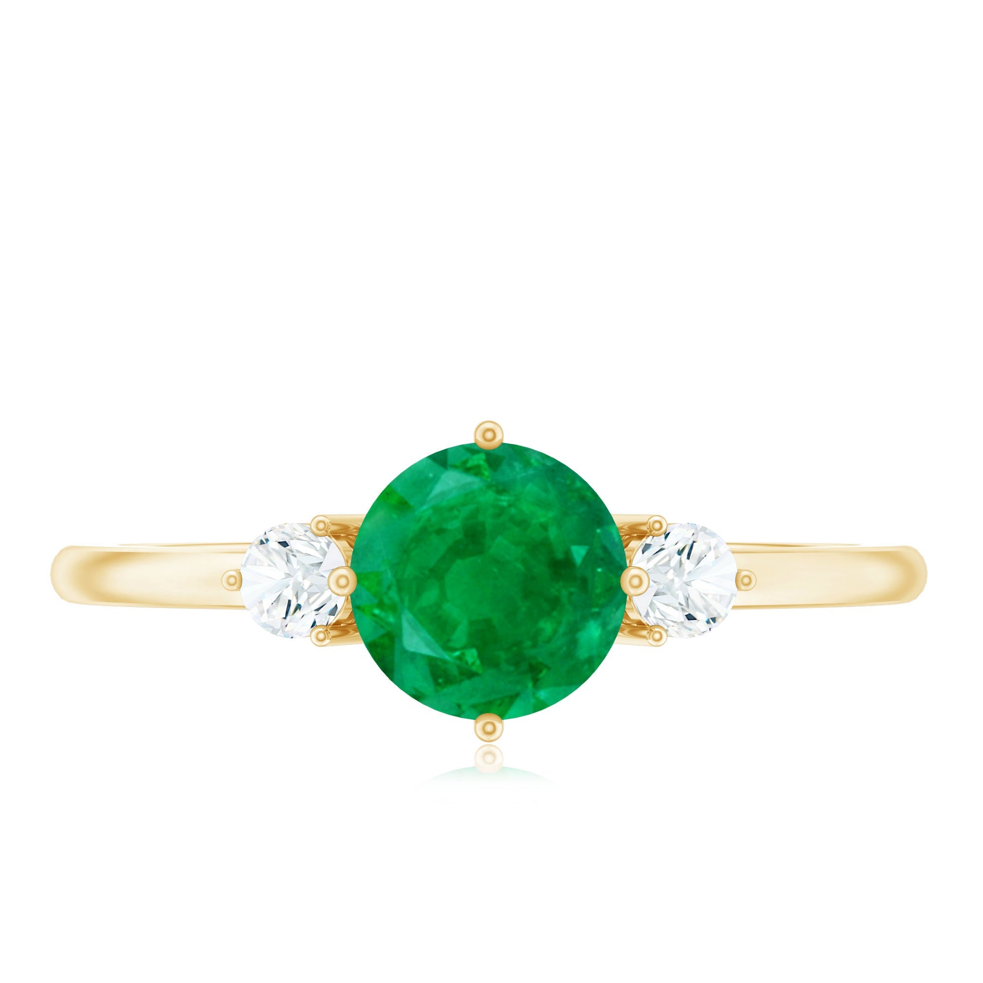 Emerald Promise Ring – Natural Emerald And Diamond Three Stone Engagement Ring