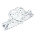 Heart Shape Moissanite Ring – Halo Engagement with Criss Cross Band Design
