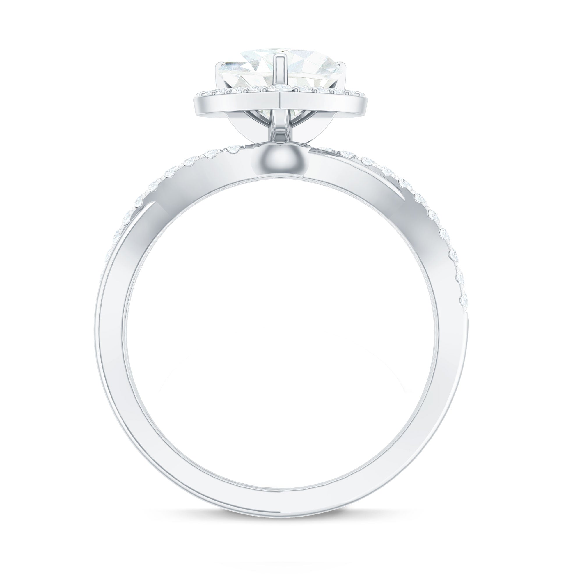 Heart Shape Moissanite Ring – Halo Engagement with Criss Cross Band Design