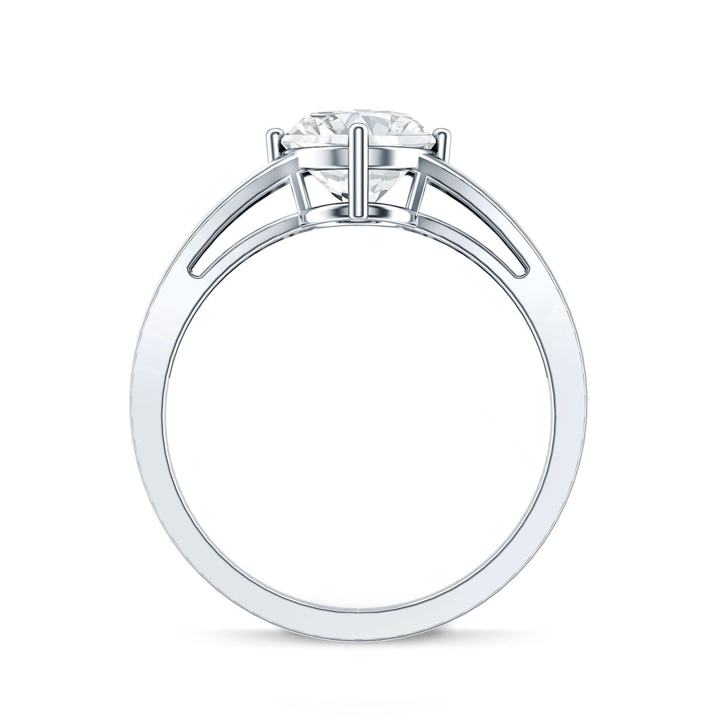 Oval Moissanite Engagement Ring – 2 Carat Solitaire Split Shank Band