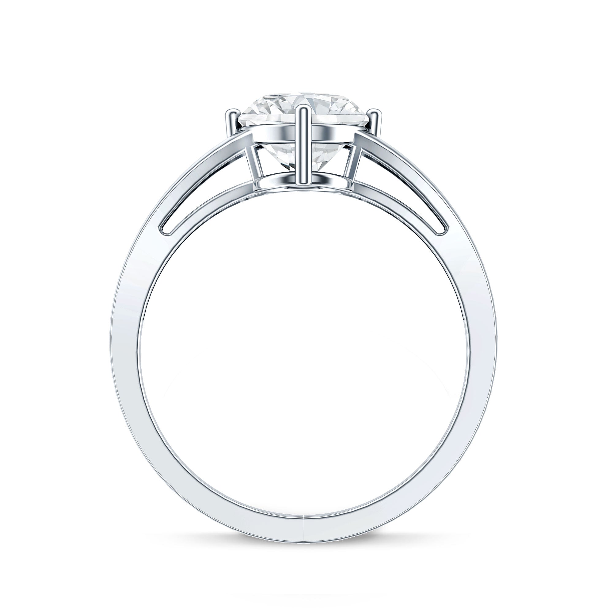 Oval Moissanite Engagement Ring – 2 Carat Solitaire Split Shank Band