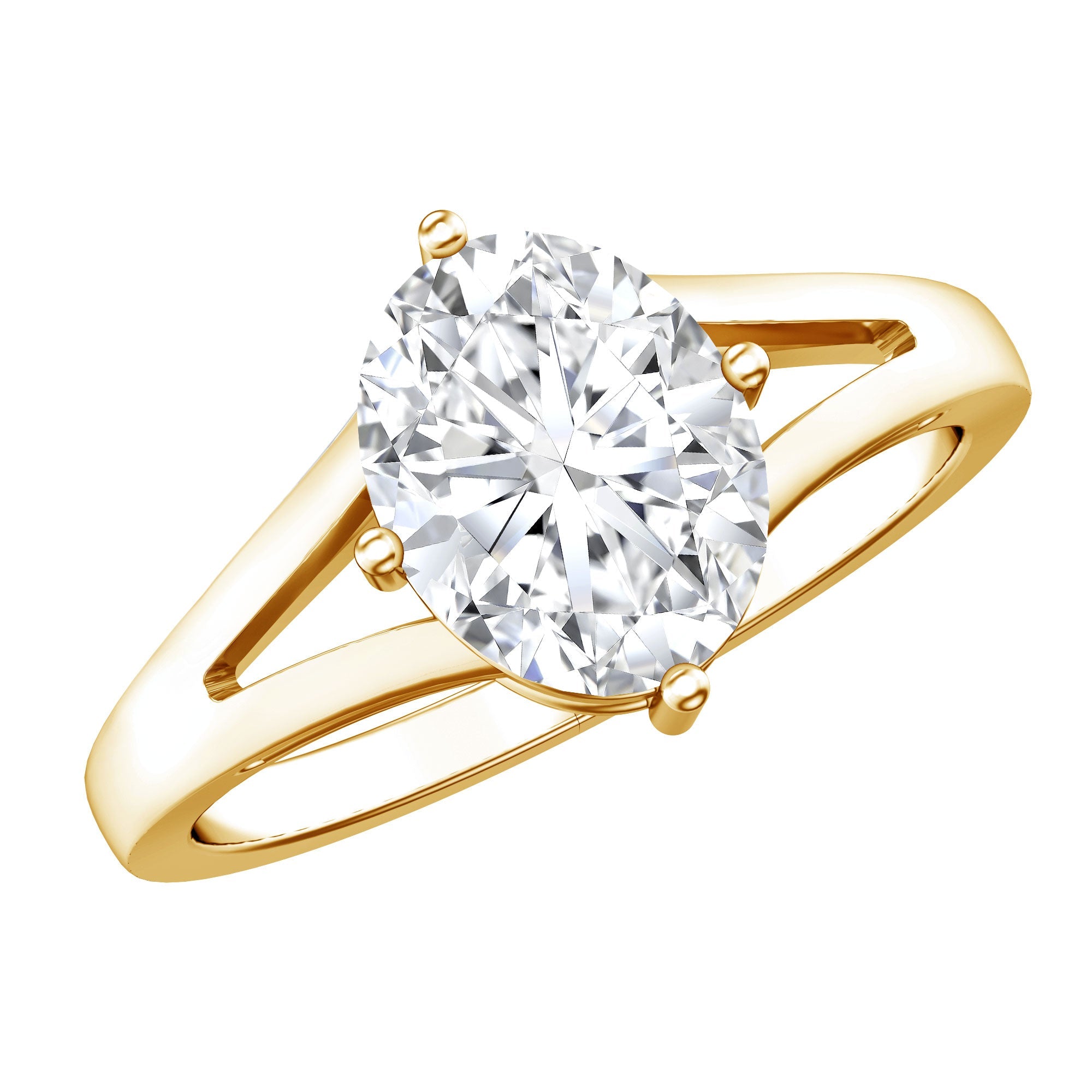 Oval Moissanite Engagement Ring – 2 Carat Solitaire Split Shank Band