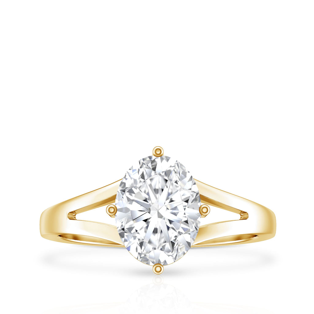 Oval Moissanite Engagement Ring – 2 Carat Solitaire Split Shank Band