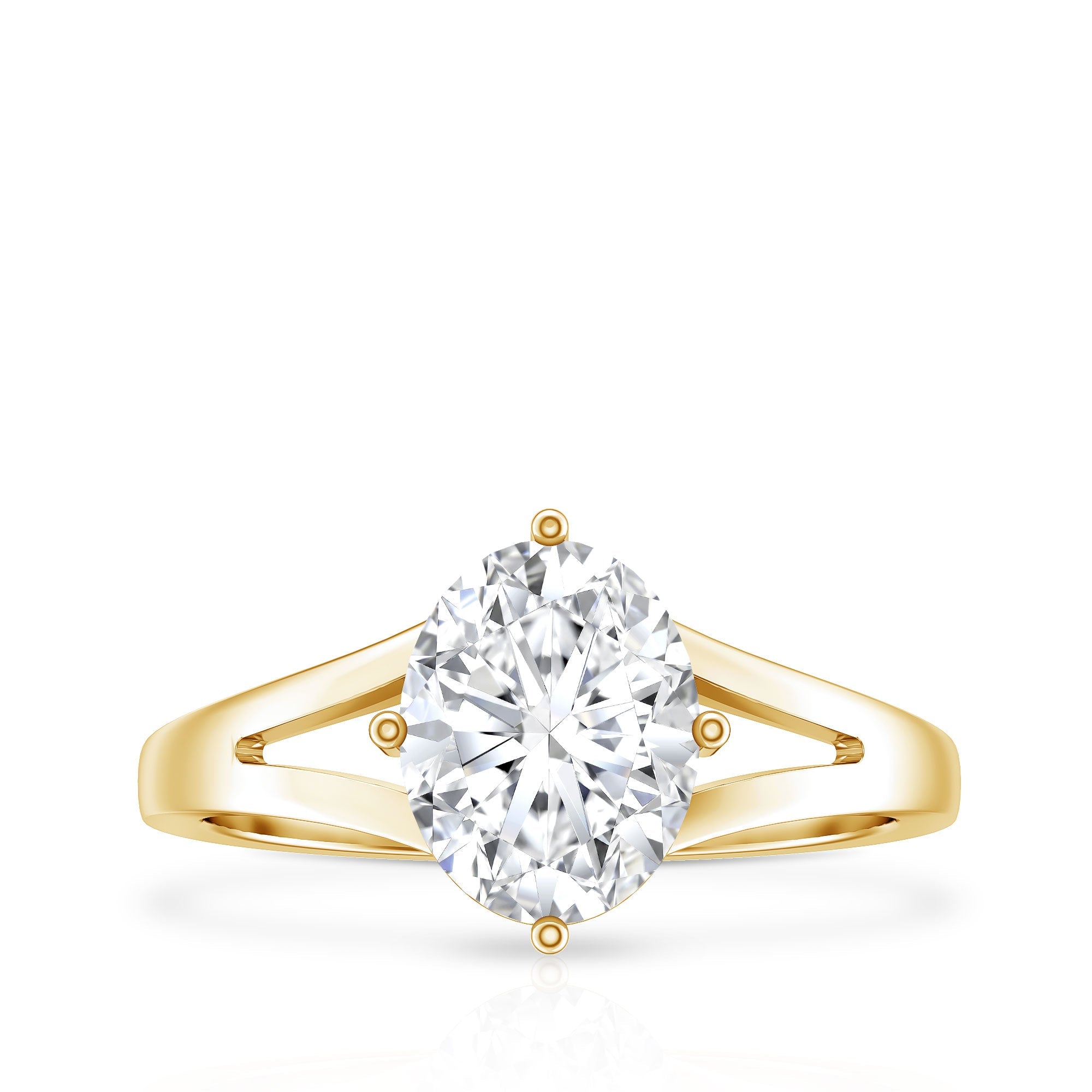 Oval Moissanite Engagement Ring – 2 Carat Solitaire Split Shank Band