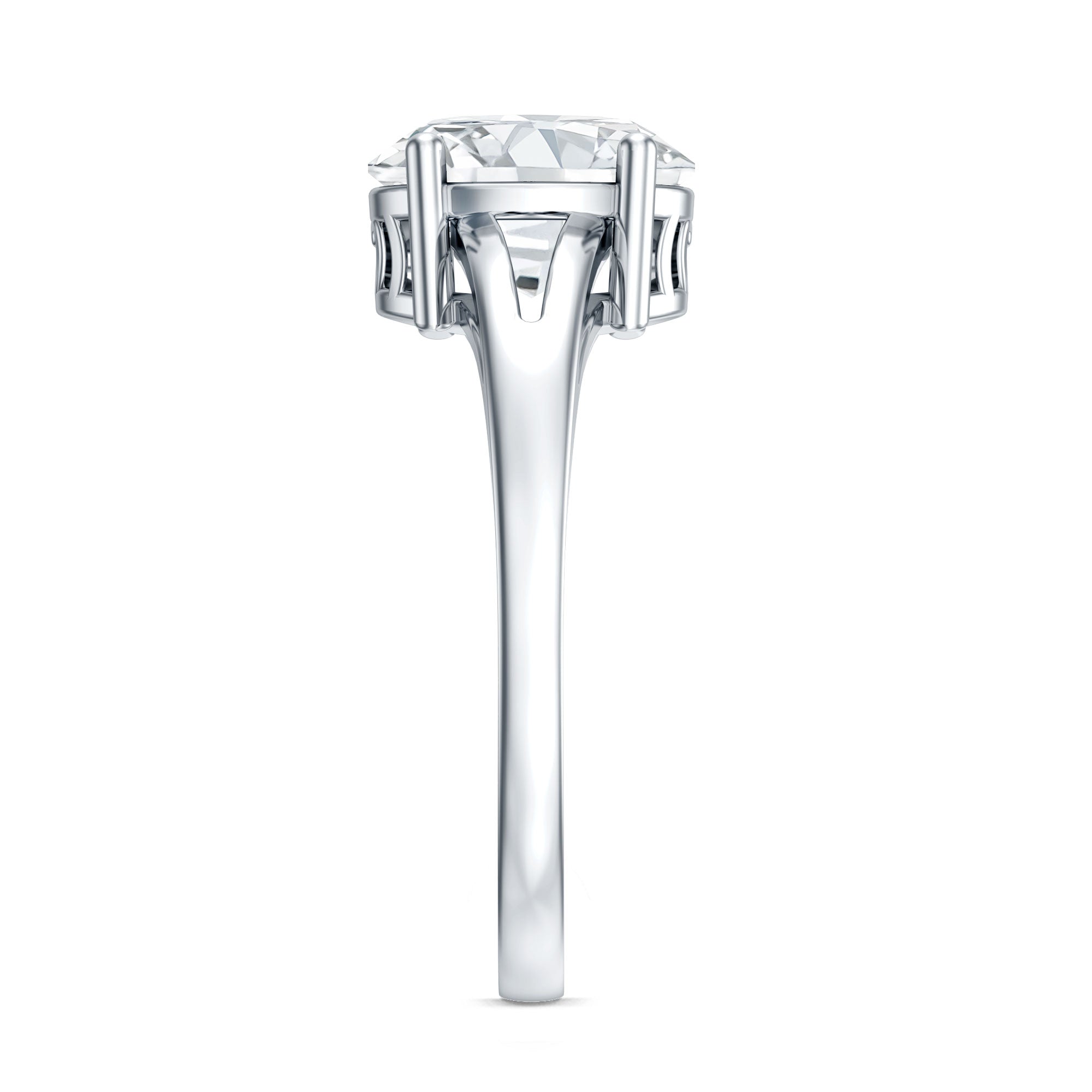 Oval Moissanite Engagement Ring – Solitaire Split Shank With Brilliant Cut Stone
