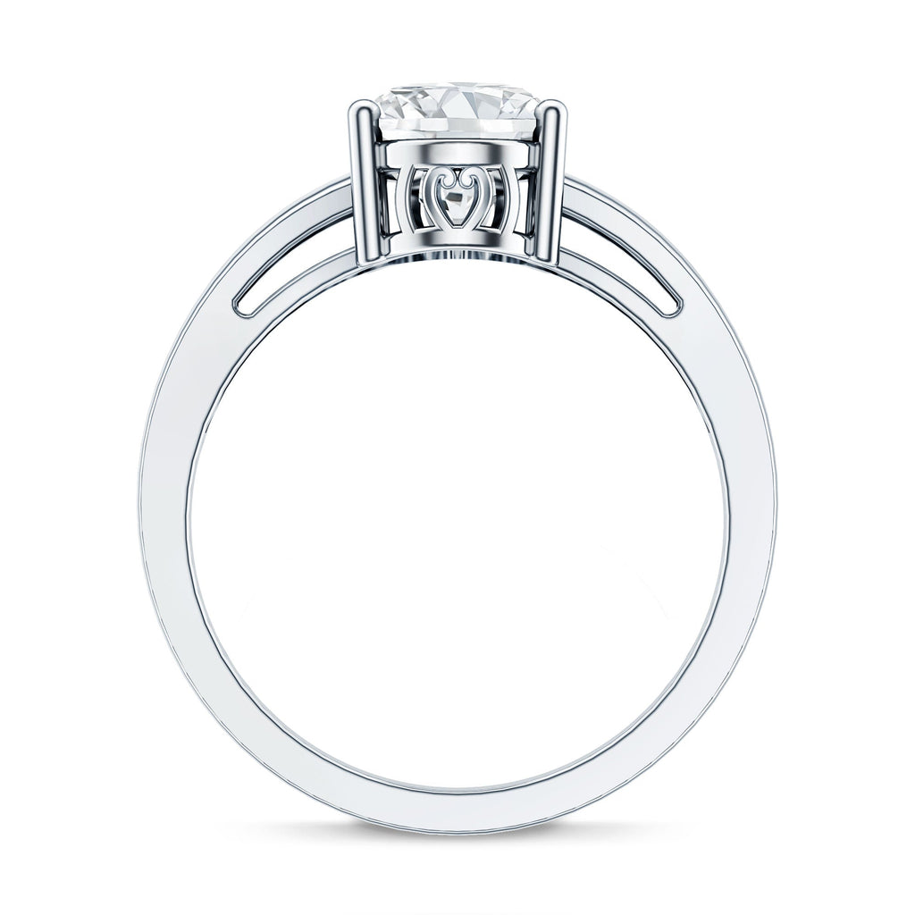 Oval Moissanite Engagement Ring – Solitaire Split Shank With Brilliant Cut Stone