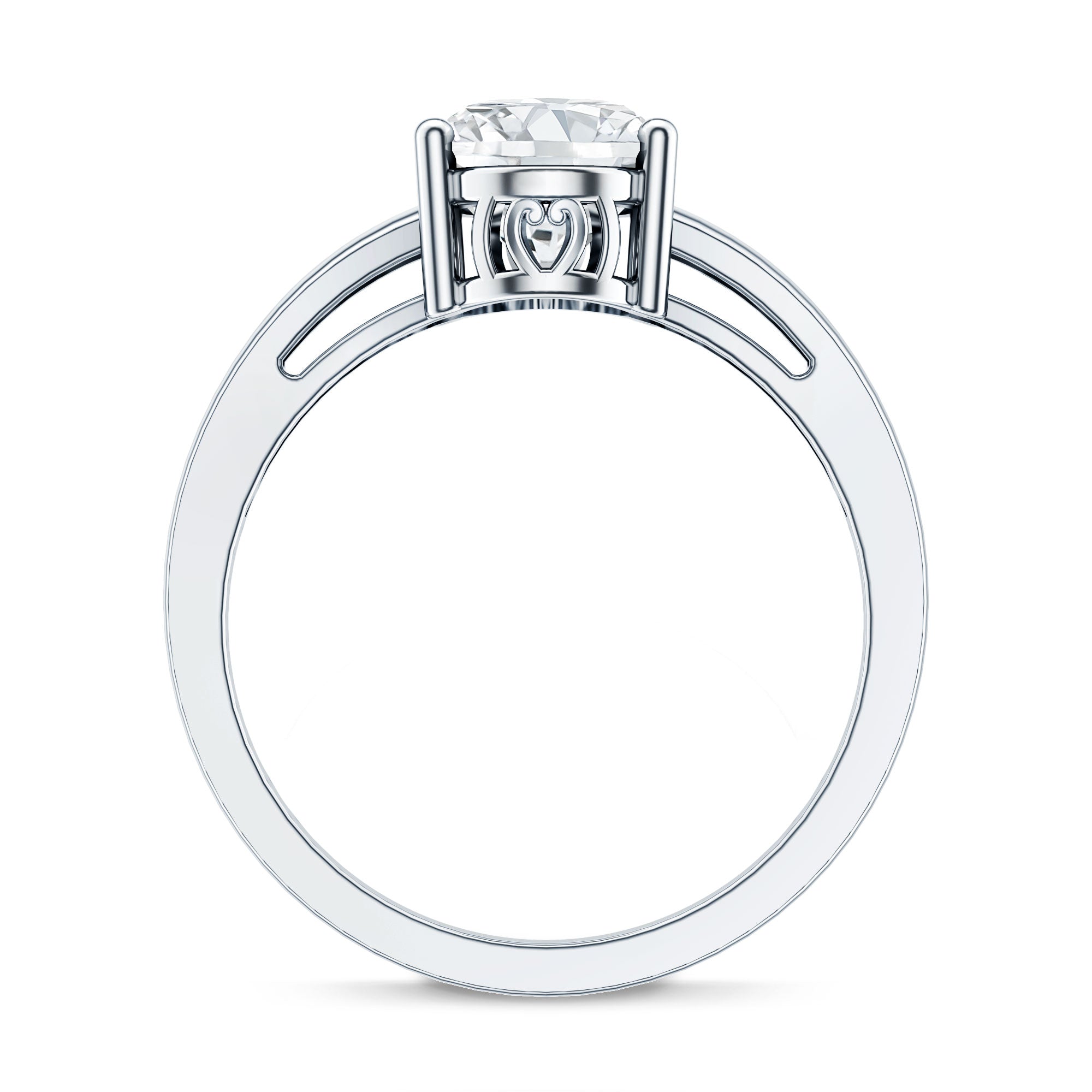 Oval Moissanite Engagement Ring – Solitaire Split Shank With Brilliant Cut Stone