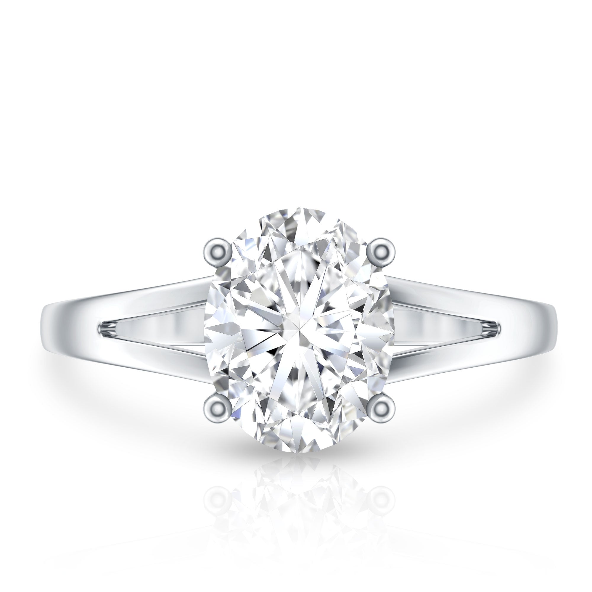 Oval Moissanite Engagement Ring – Solitaire Split Shank With Brilliant Cut Stone