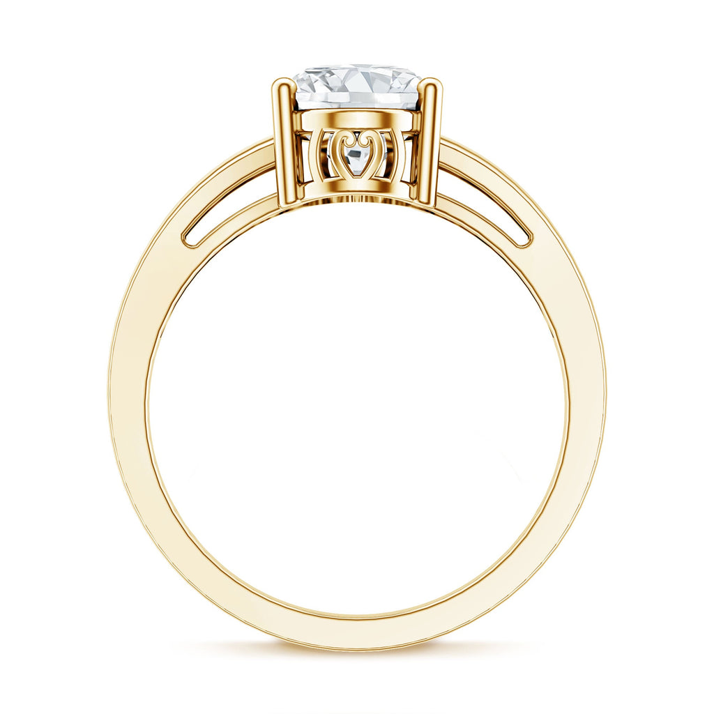 Oval Moissanite Engagement Ring – Solitaire Split Shank With Brilliant Cut Stone