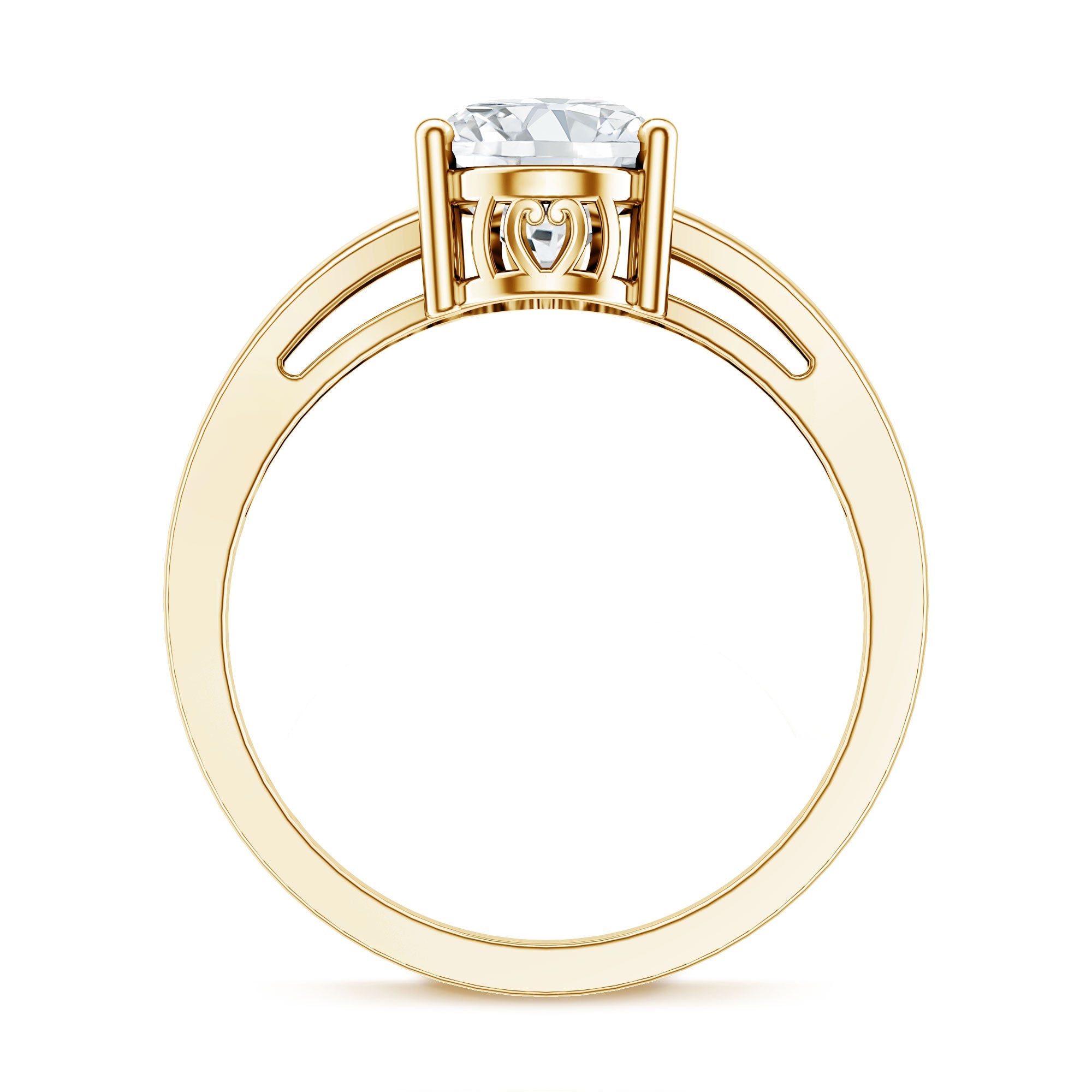 Oval Moissanite Engagement Ring – Solitaire Split Shank With Brilliant Cut Stone