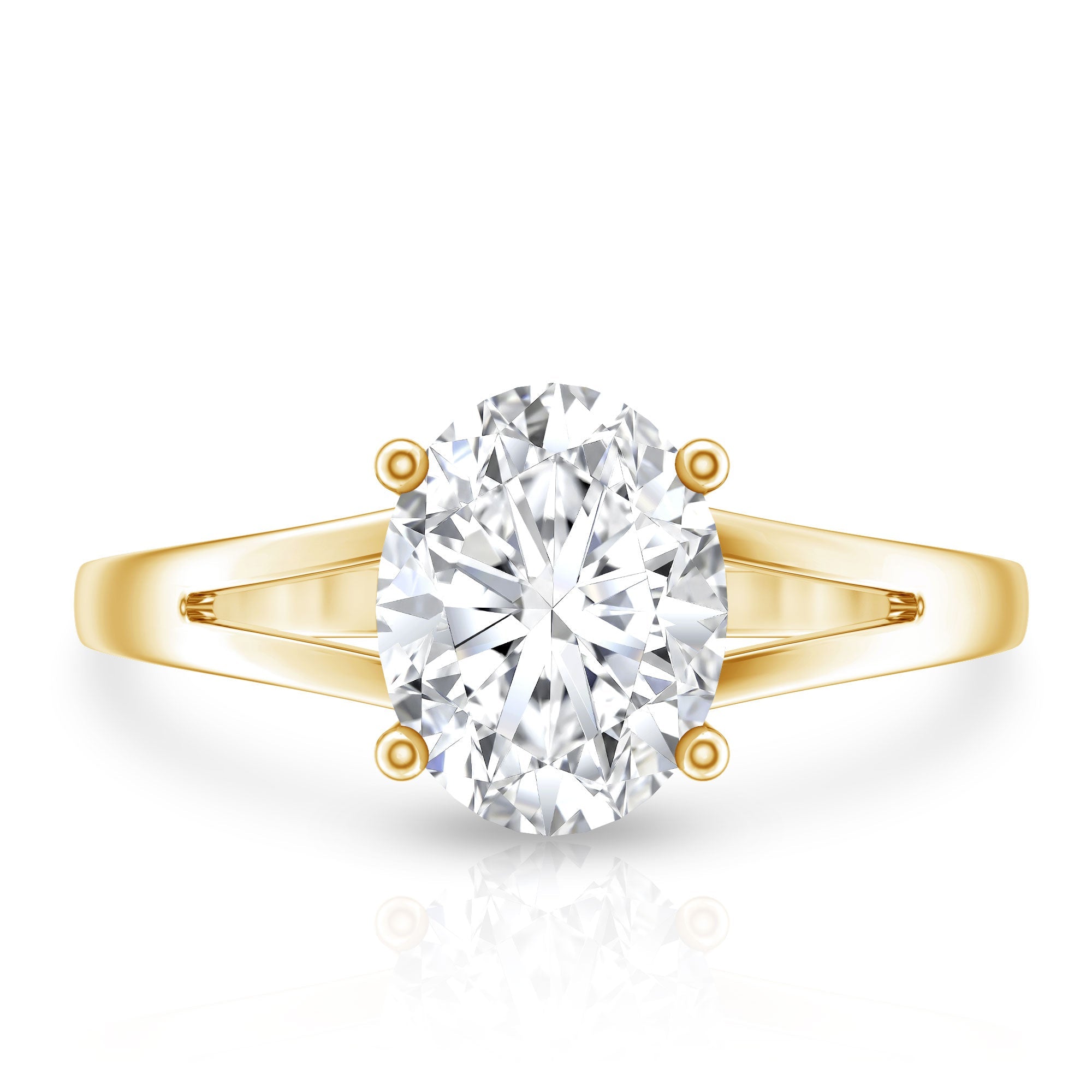 Oval Moissanite Engagement Ring – Solitaire Split Shank With Brilliant Cut Stone