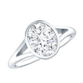 Certified 2 Carat Oval Moissanite Solitaire Engagement Ring in Split Shank