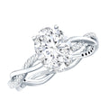Moissanite Engagement Ring – Hidden Halo Ring with Infinity Shank Band Design