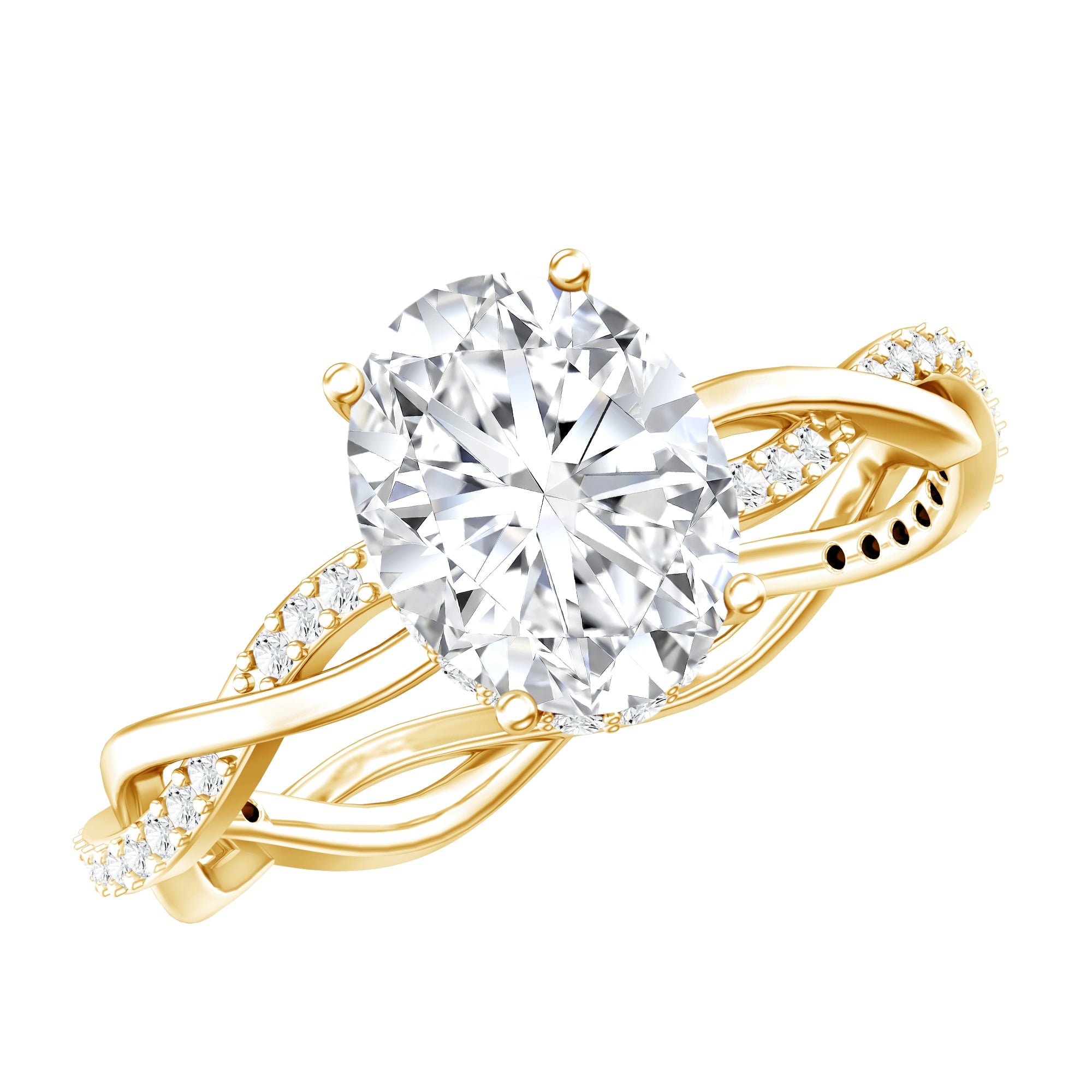 Moissanite Engagement Ring – Hidden Halo Ring with Infinity Shank Band Design