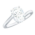 Oval Moissanite Engagement Ring - Elegant Bypass Solitaire Design with Bright Sparkle
