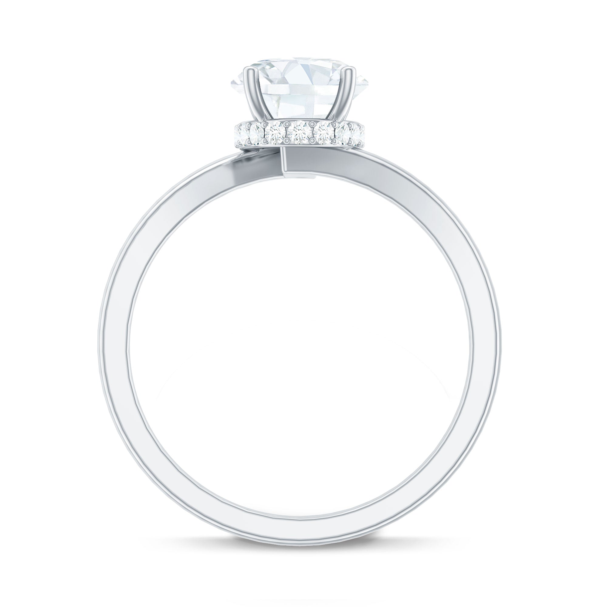 Oval Moissanite Engagement Ring - Elegant Bypass Solitaire Design with Bright Sparkle
