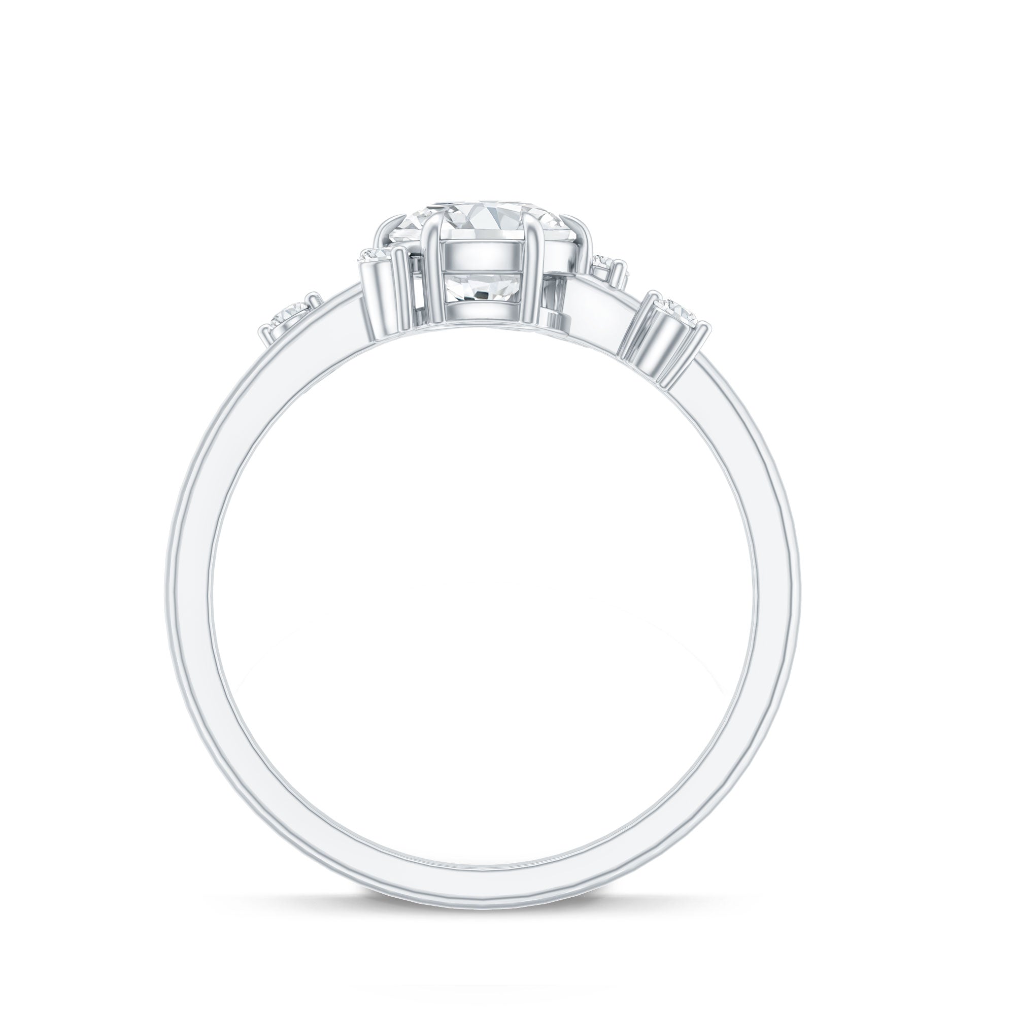 Moissanite Engagement Ring - Round Cut 1 Carat Scatter Diamond Unique Design