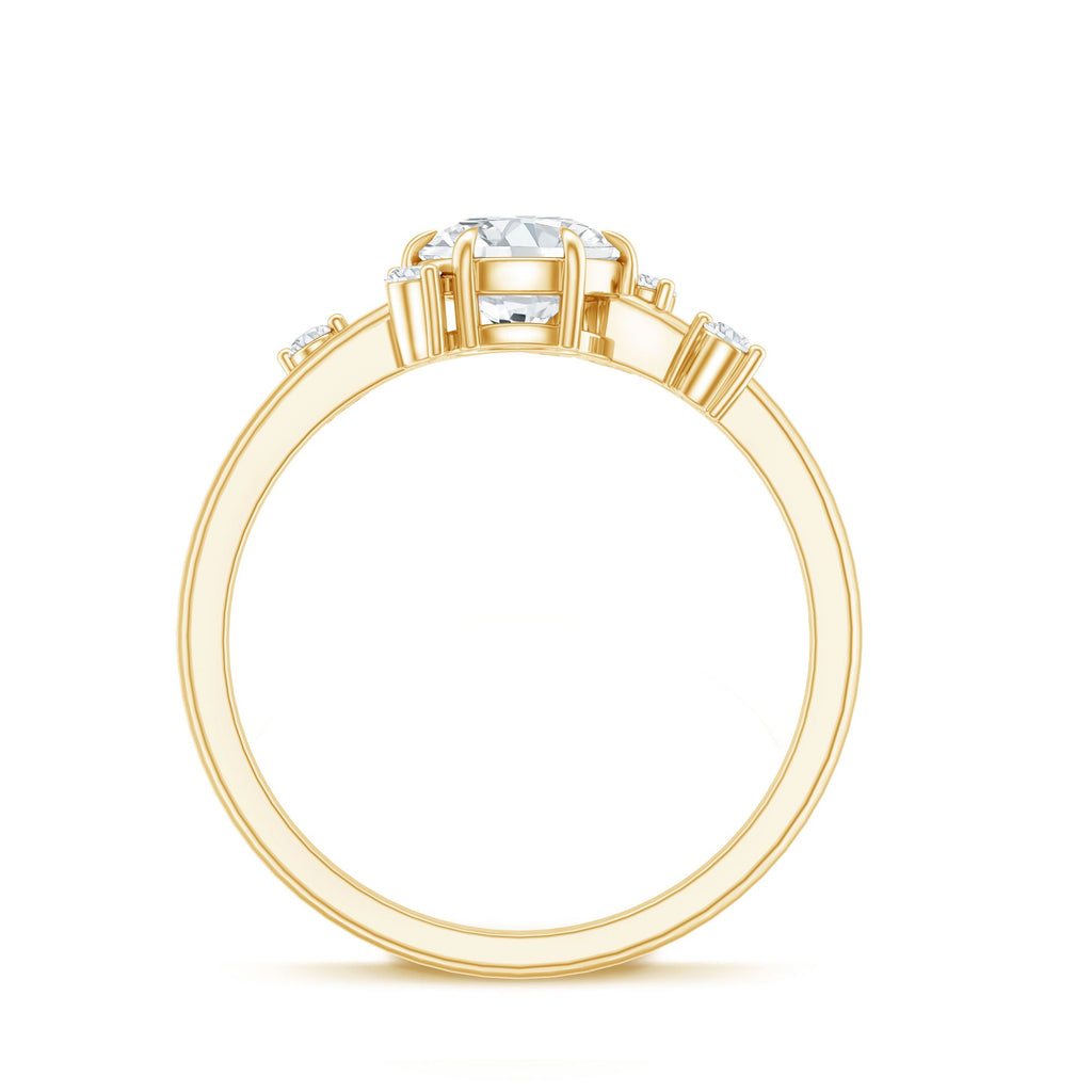 Moissanite Engagement Ring - Round Cut 1 Carat Scatter Diamond Unique Design