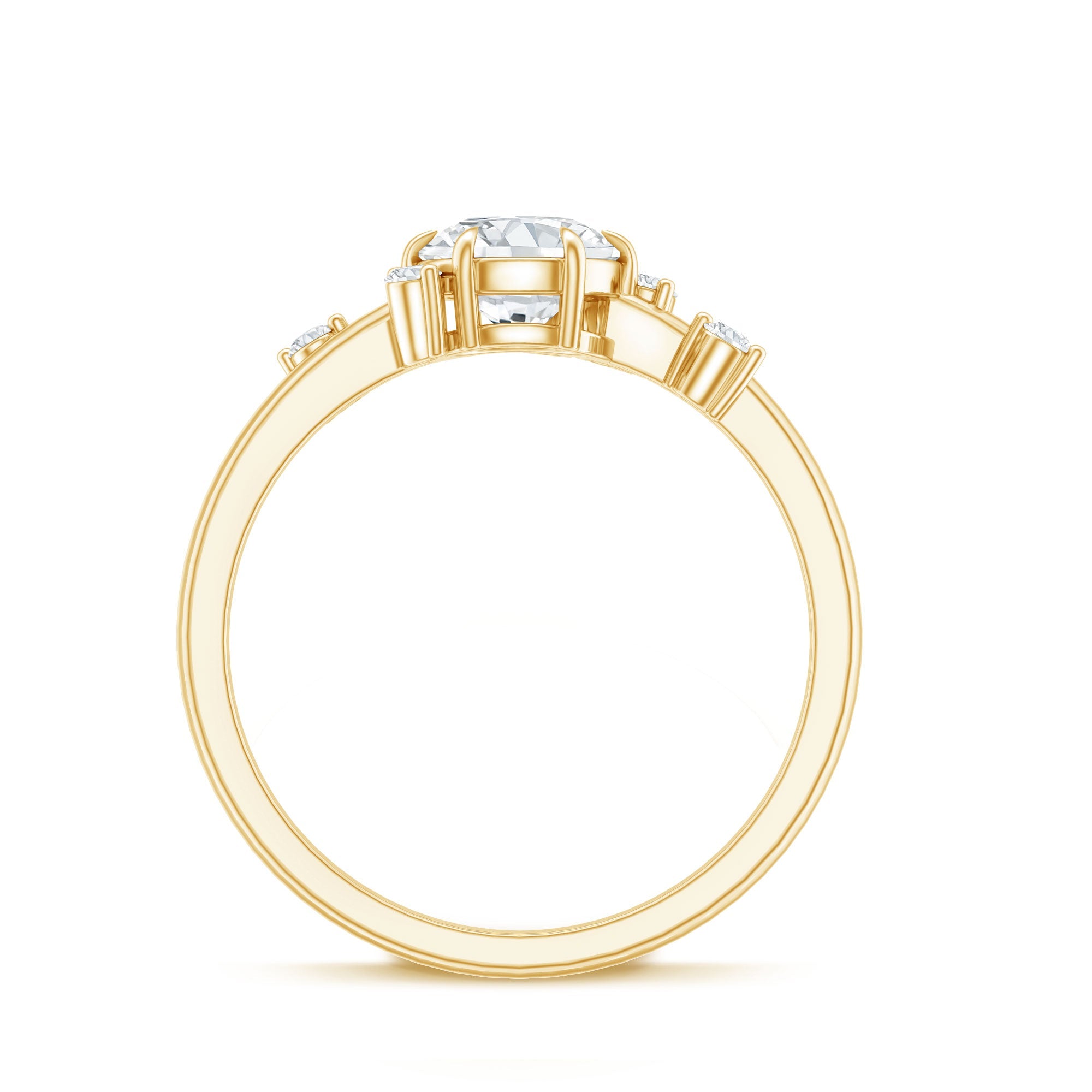 Moissanite Engagement Ring - Round Cut 1 Carat Scatter Diamond Unique Design