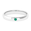 Emerald Band Ring - Natural May Birthstone Green Stone Flush Setting Jewelry