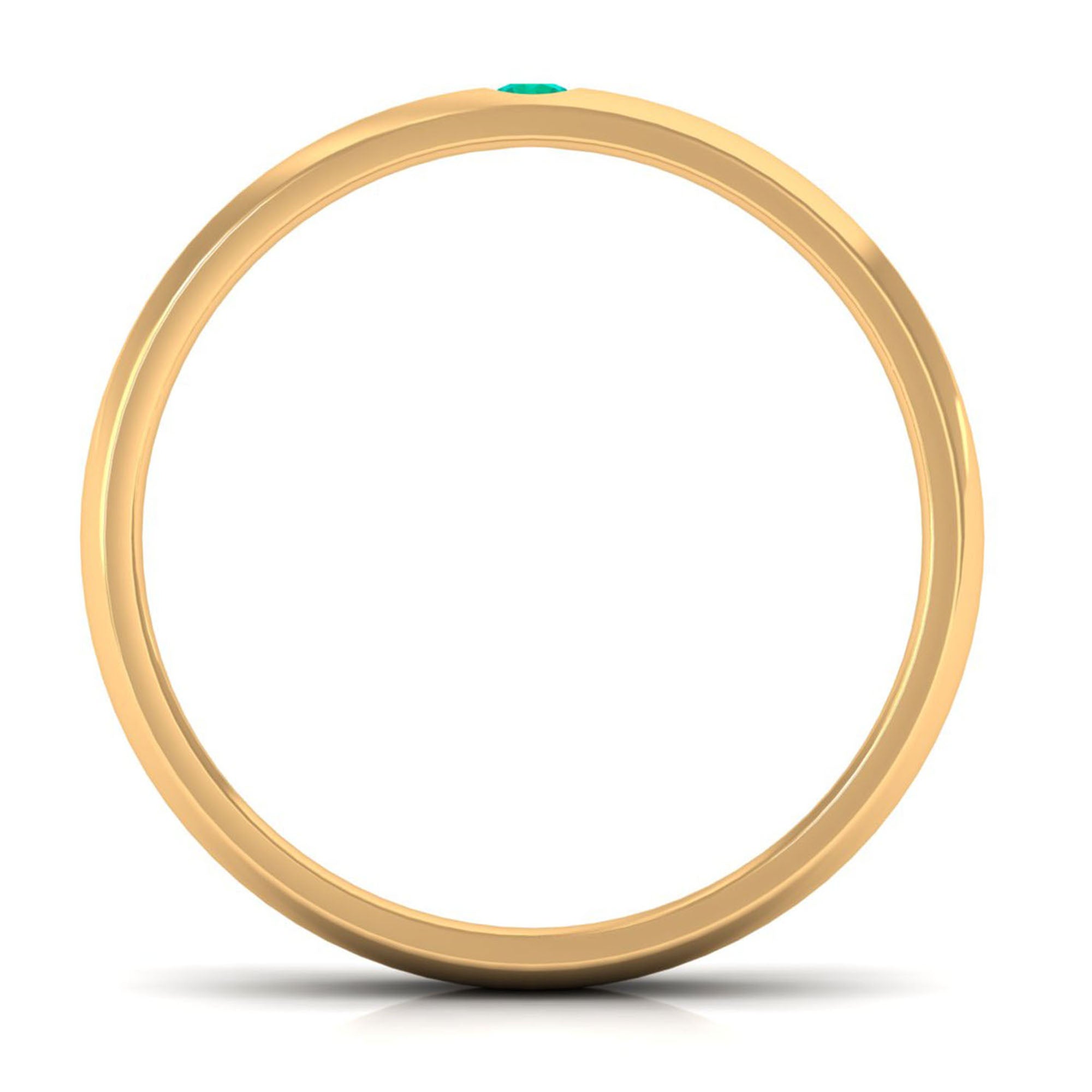 Emerald Band Ring - Natural May Birthstone Green Stone Flush Setting Jewelry