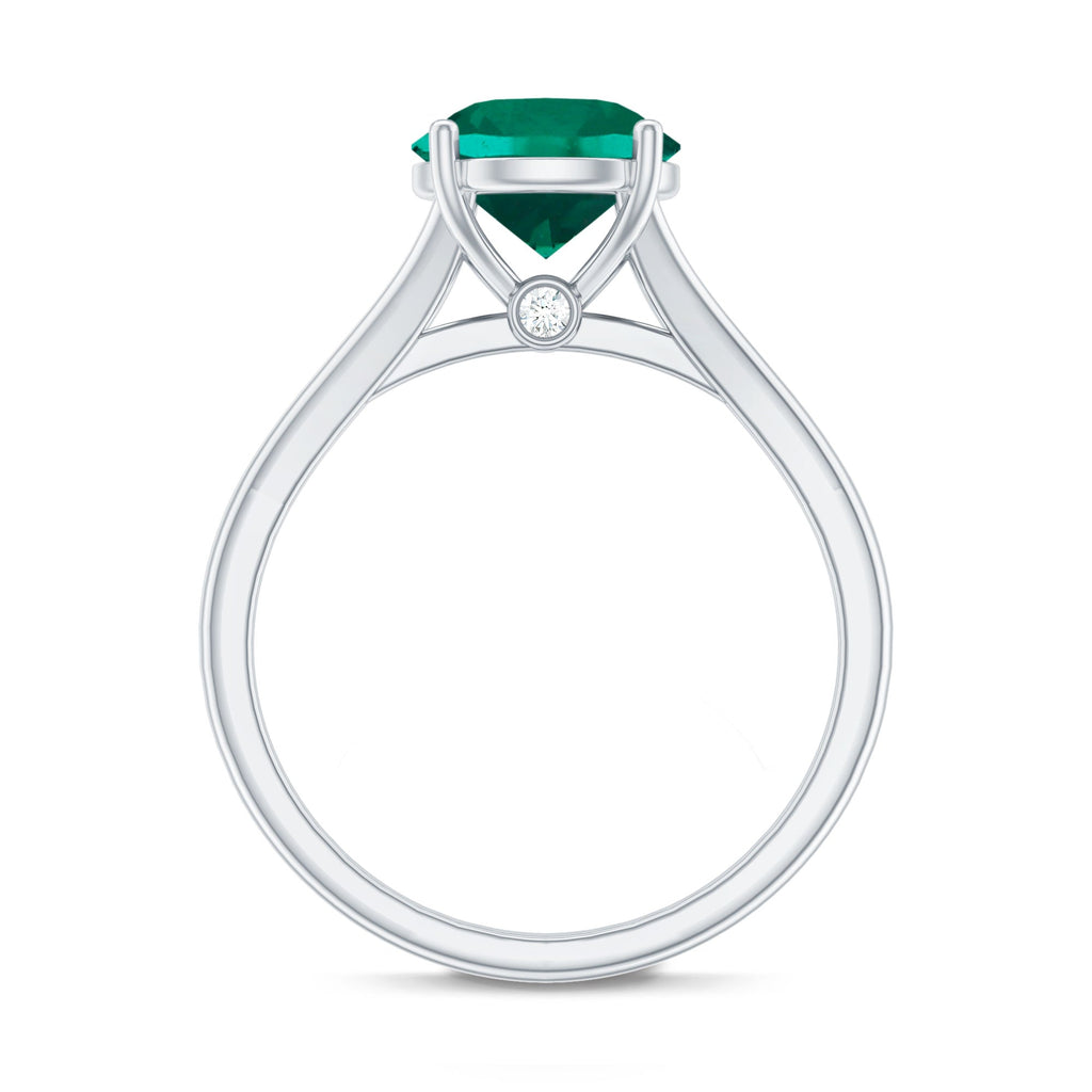 Certified 2 Carat Lab Grown Emerald Engagement Ring with Surprise Diamond