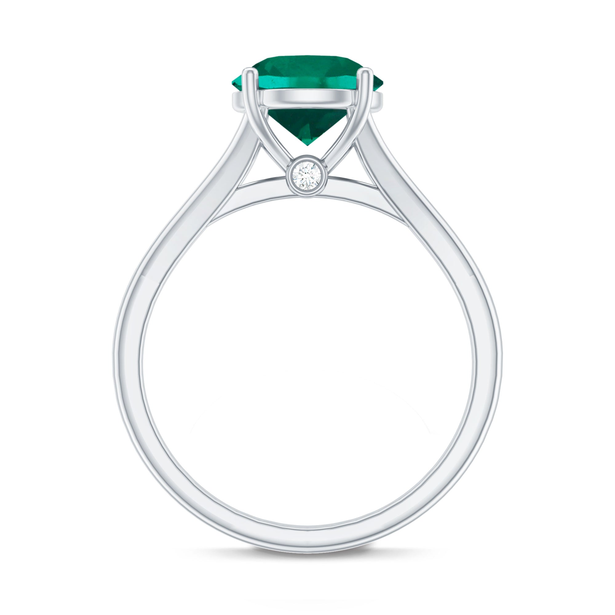 Certified 2 Carat Lab Grown Emerald Engagement Ring with Surprise Diamond