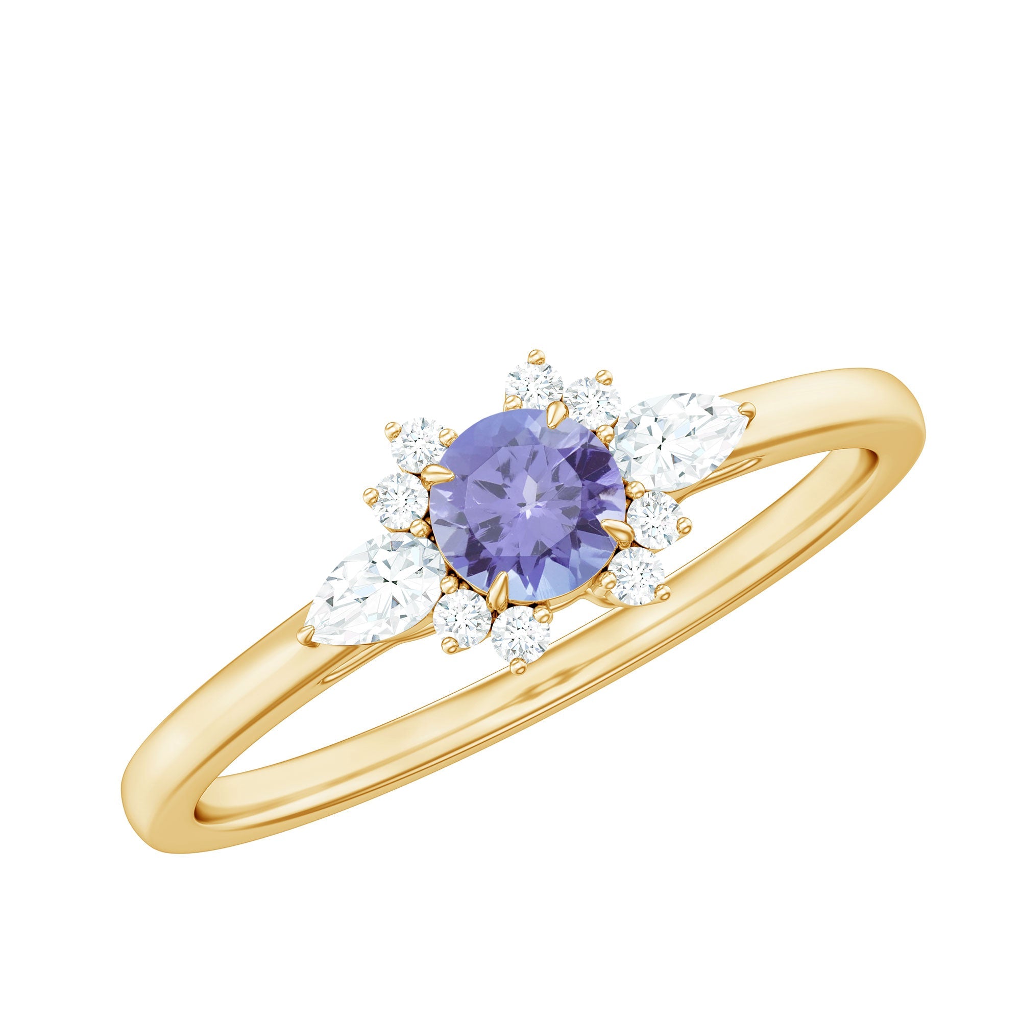 Tanzanite Promise Ring – Natural Violet Blue Gemstone With Diamond Accent