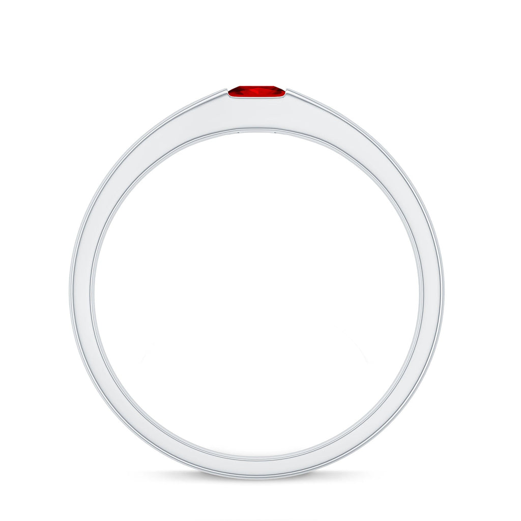 Ruby Promise Ring – Princess Cut Created Ruby Solitaire Flush Setting Band