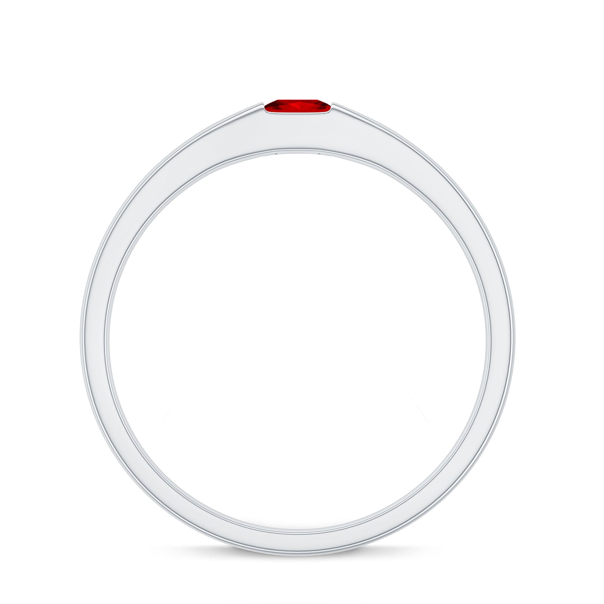 Ruby Promise Ring – Princess Cut Created Ruby Solitaire Flush Setting Band
