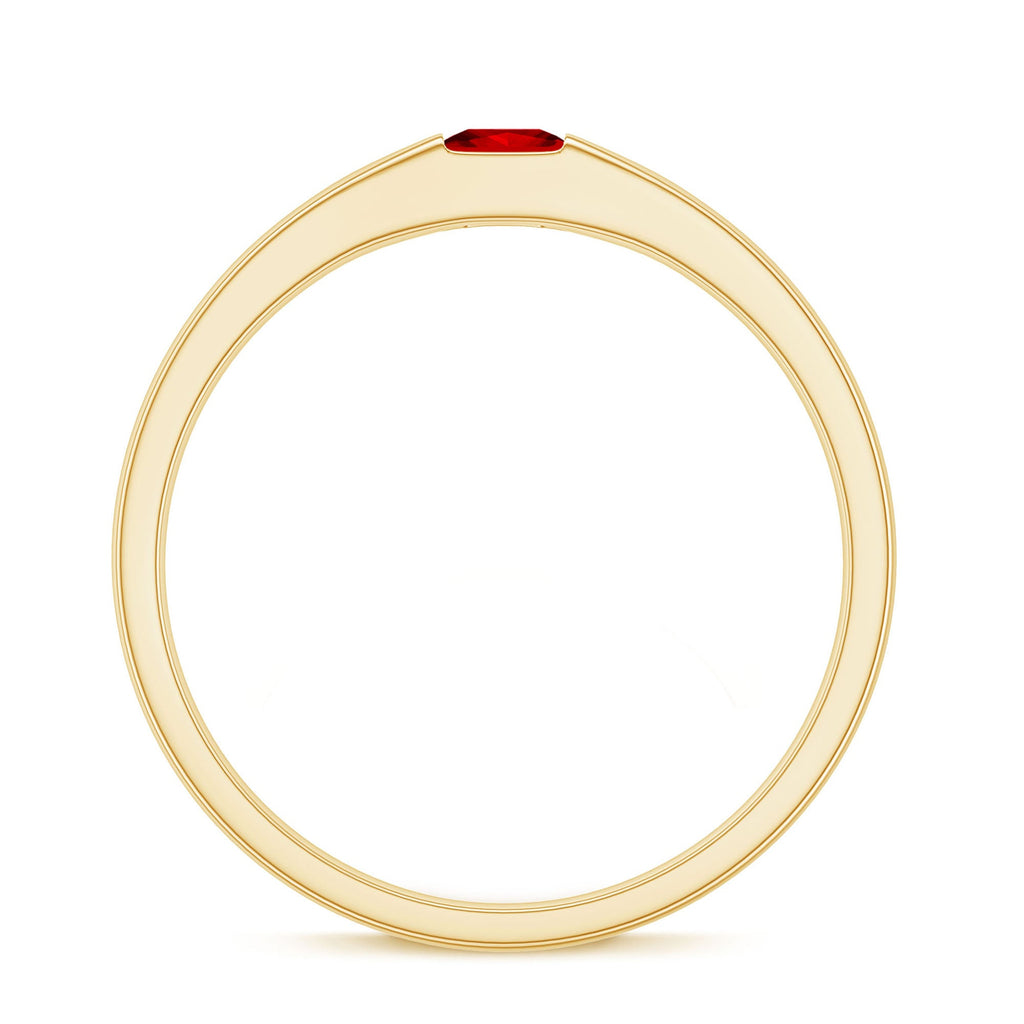 Ruby Promise Ring – Princess Cut Created Ruby Solitaire Flush Setting Band