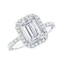 Certified Moissanite Emerald Cut Engagement Ring With Halo