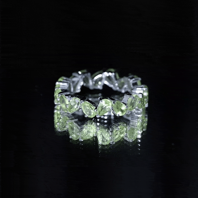 Peridot Eternity Ring – Natural Pear Shape Green Gemstone Full Eternity Band