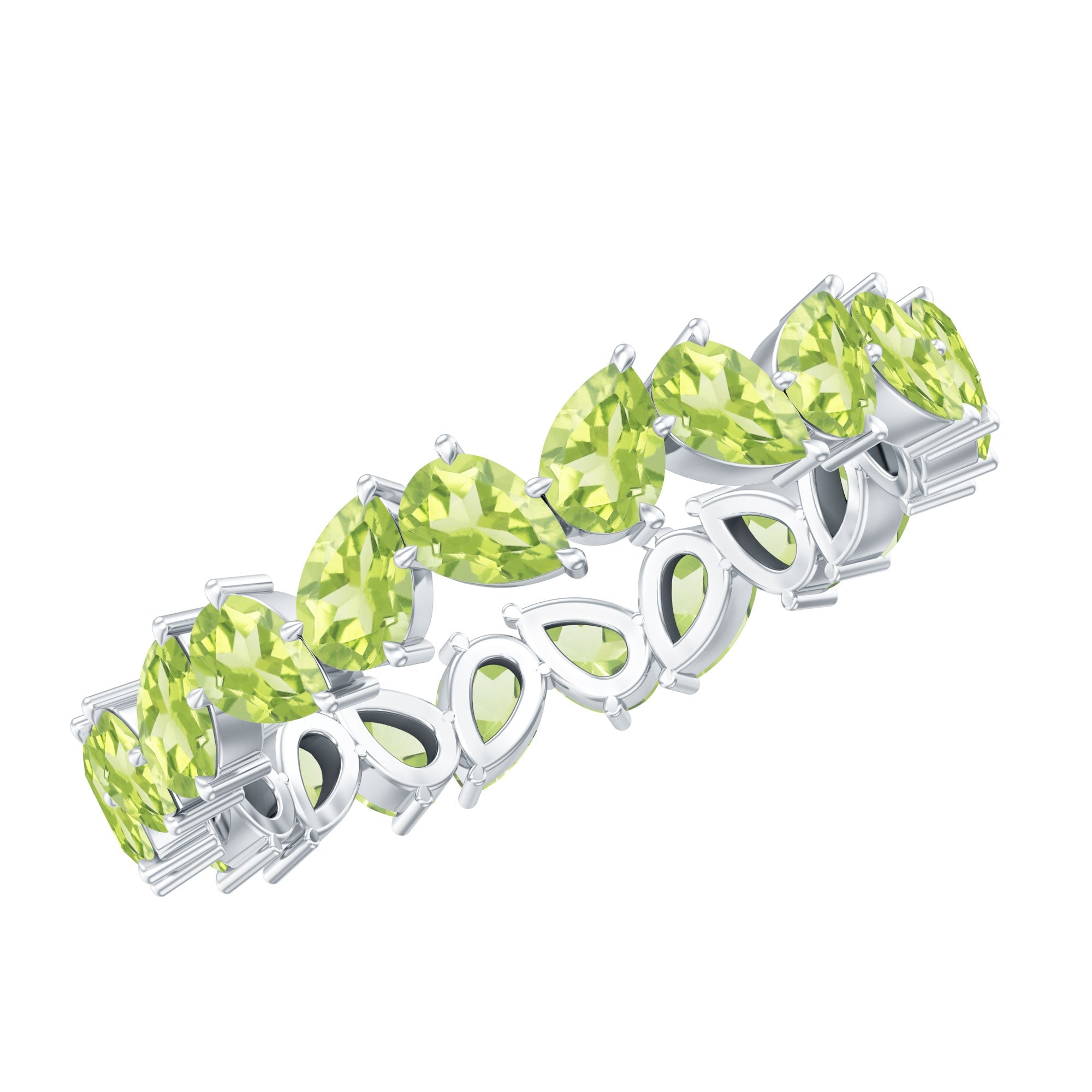 Peridot Eternity Ring – Natural Pear Shape Green Gemstone Full Eternity Band