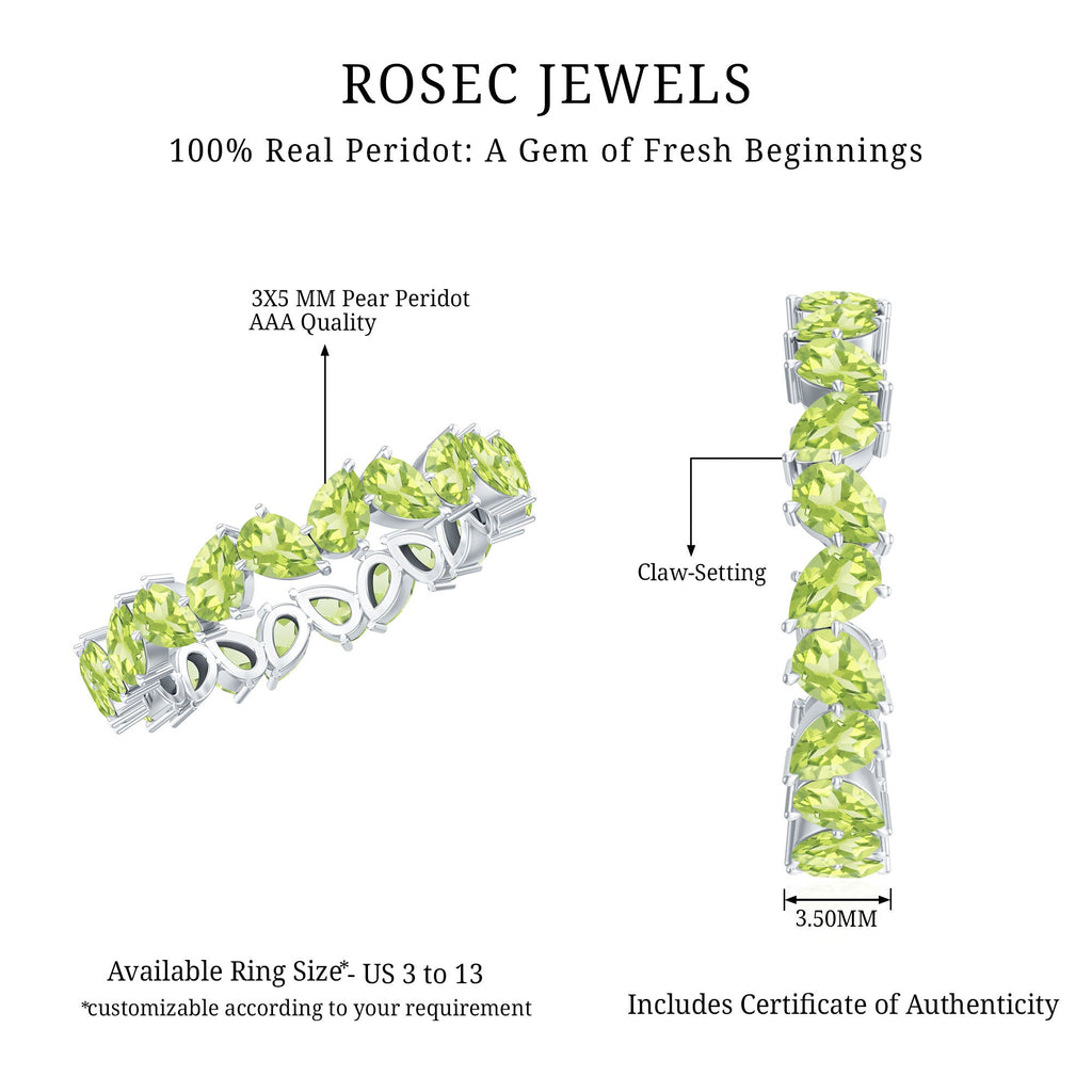 Peridot Eternity Ring – Natural Pear Shape Green Gemstone Full Eternity Band