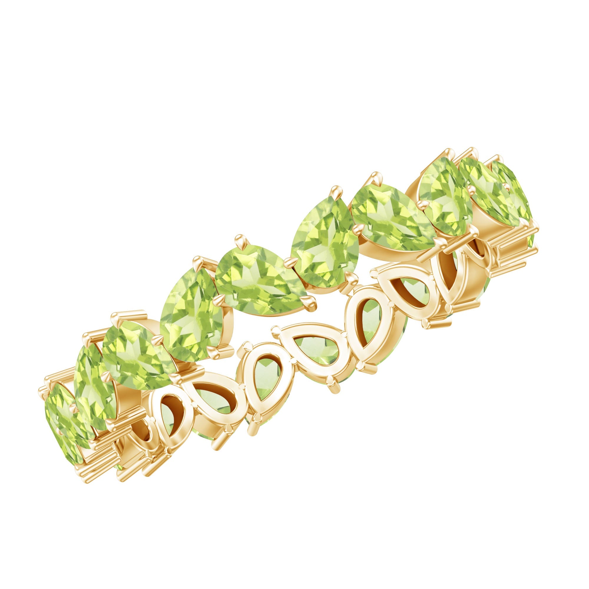 Peridot Eternity Ring – Natural Pear Shape Green Gemstone Full Eternity Band