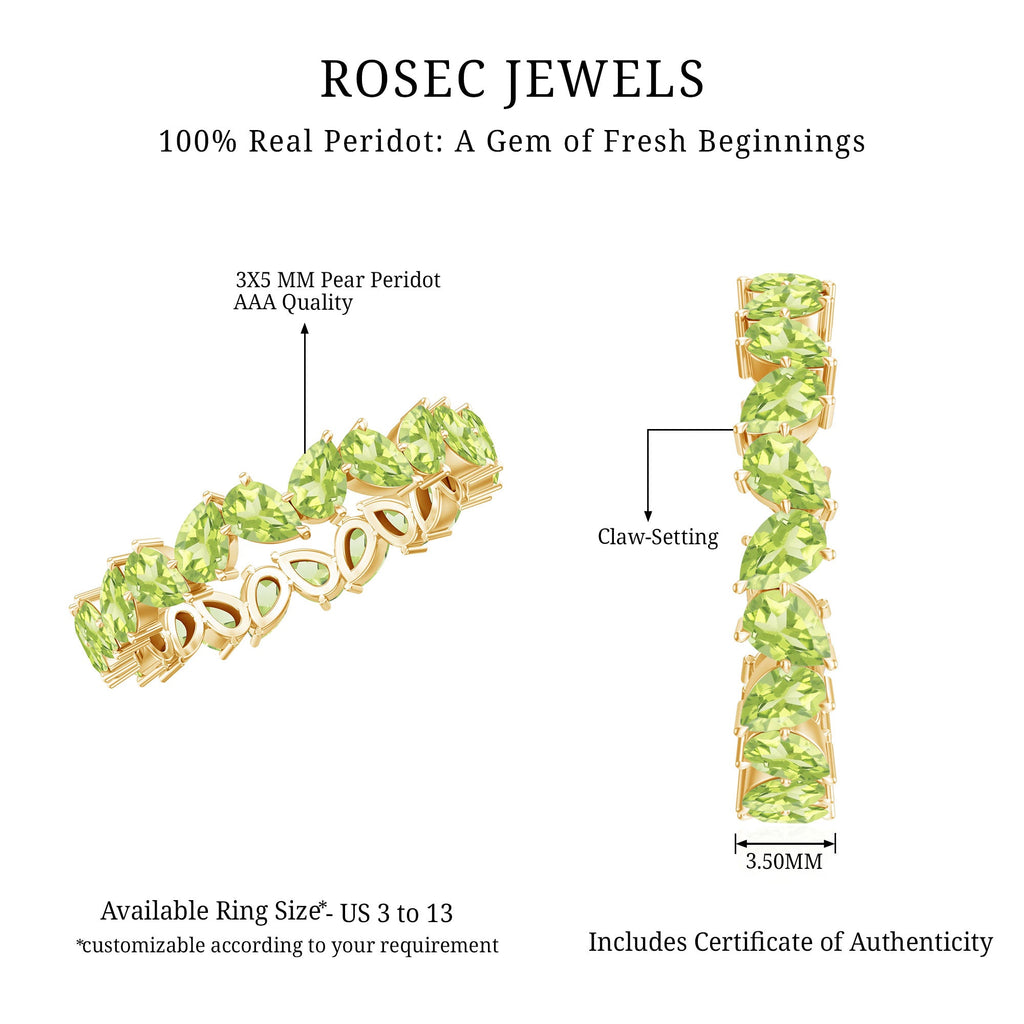 Peridot Eternity Ring – Natural Pear Shape Green Gemstone Full Eternity Band