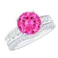 2.25 Carat Lab Grown Pink Sapphire Solitaire Bridal Ring Set