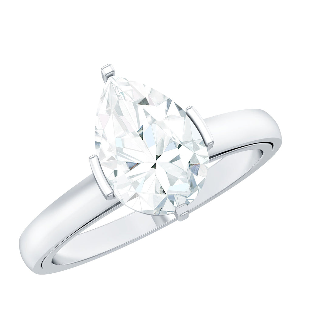 Teardrop Engagement Ring - Certified Moissanite Pear Shaped Solitaire Ring