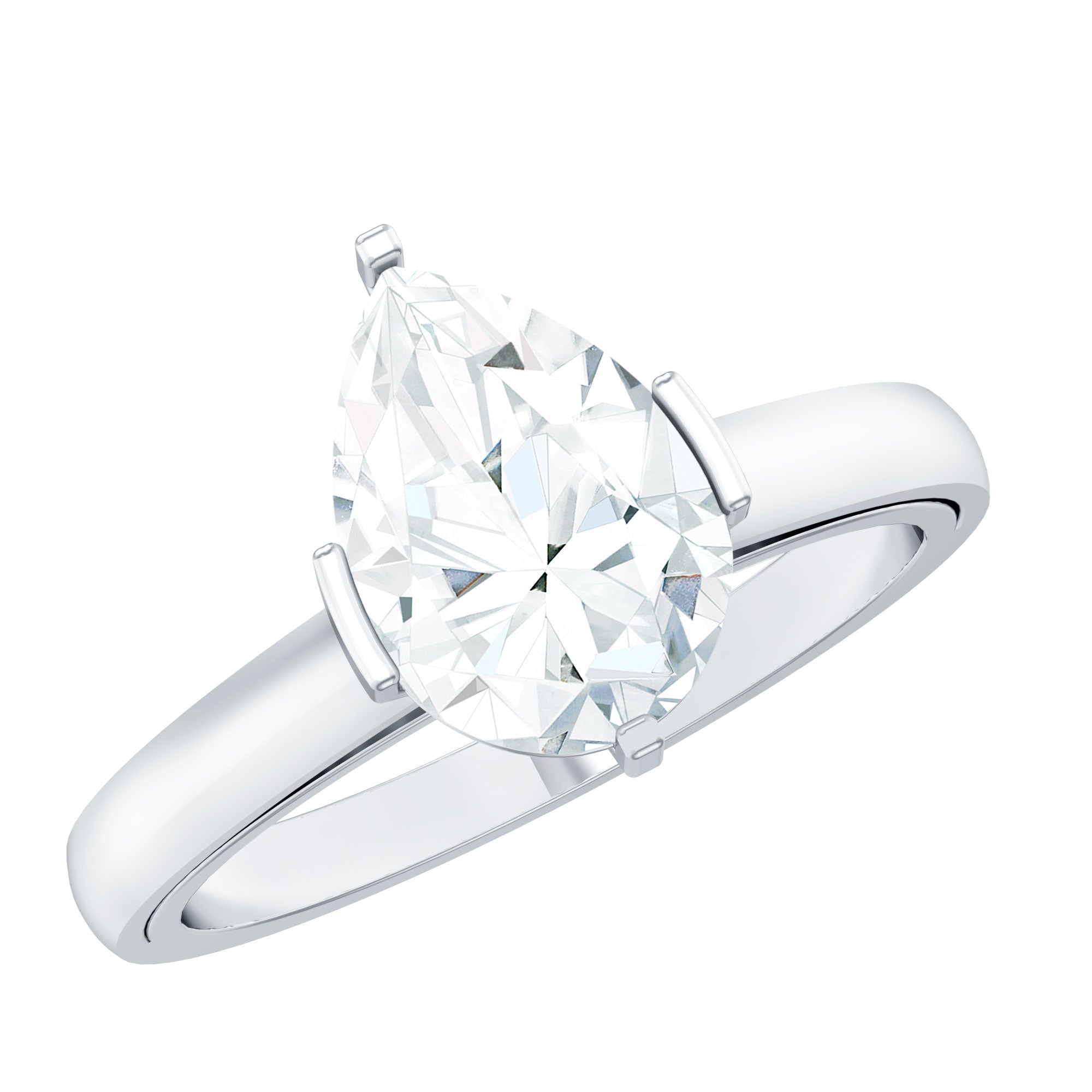 Teardrop Engagement Ring - Certified Moissanite Pear Shaped Solitaire Ring