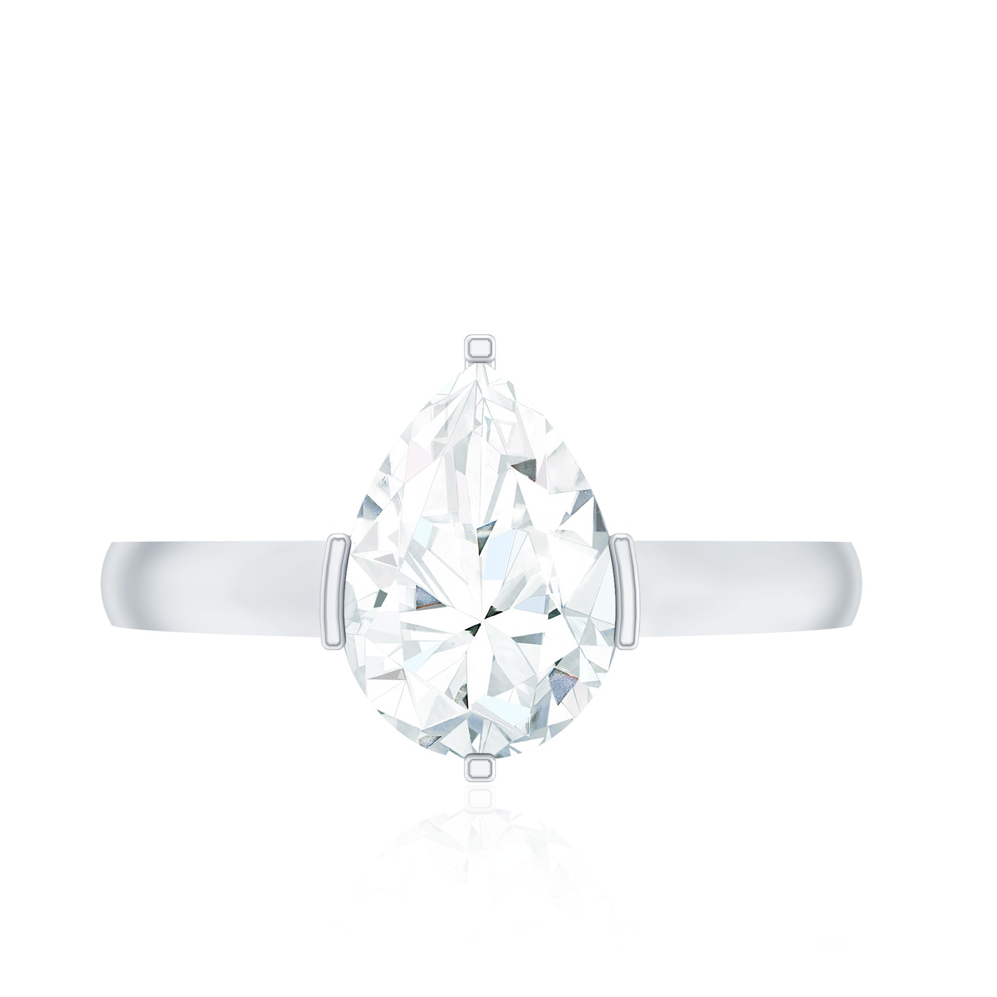 Teardrop Engagement Ring - Certified Moissanite Pear Shaped Solitaire Ring