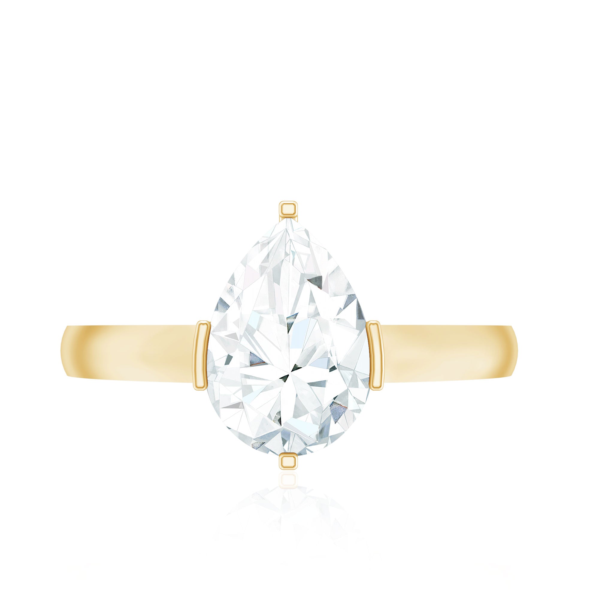 Teardrop Engagement Ring - Certified Moissanite Pear Shaped Solitaire Ring